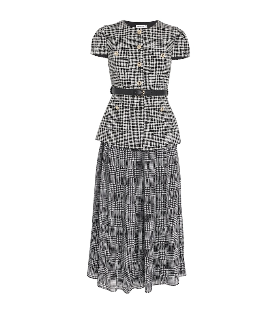 Houndstooth Tailored Midi Dress