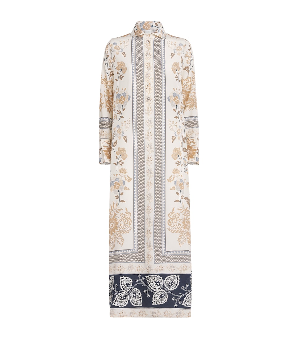 Silk Floral Kaftan Maxi Dress