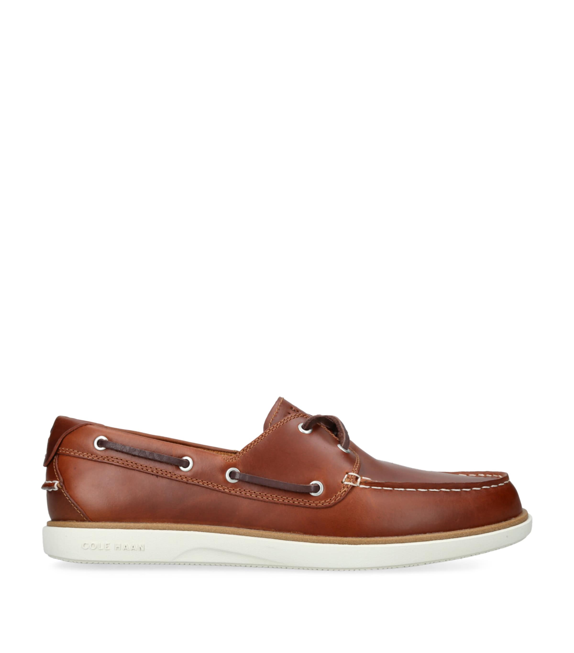 Cole Haan Leather GrandPrø Windward Boat Shoes Tan