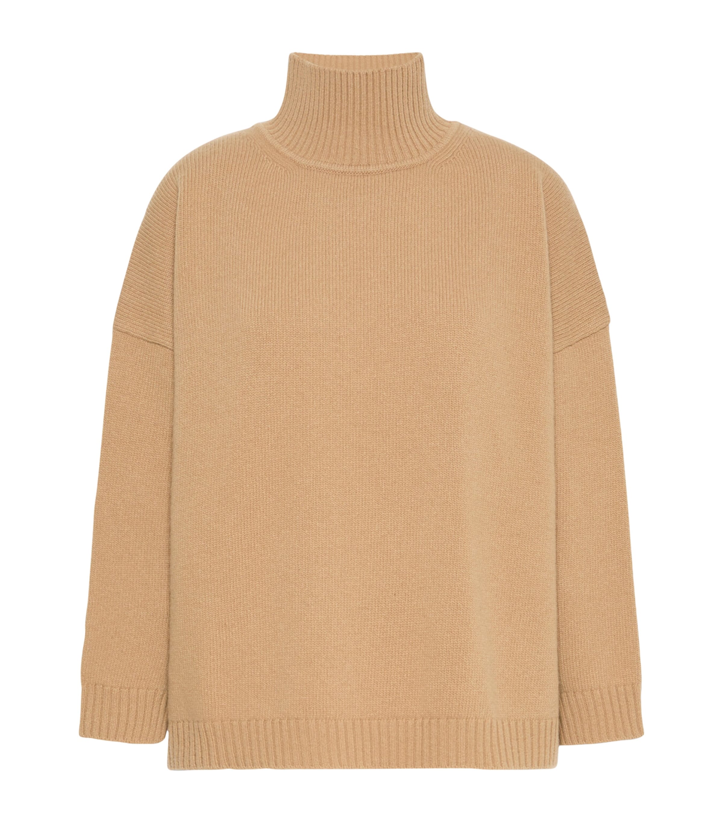 Weekend Max Mara Womens Virgin Wool Funnel-Neck Sweater Camel