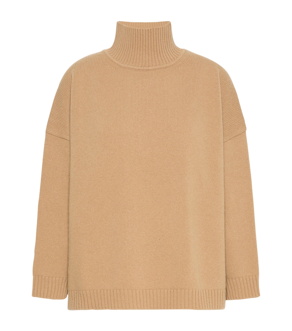 Weekend Max Mara Womens Virgin Wool Funnel-Neck Sweater Camel