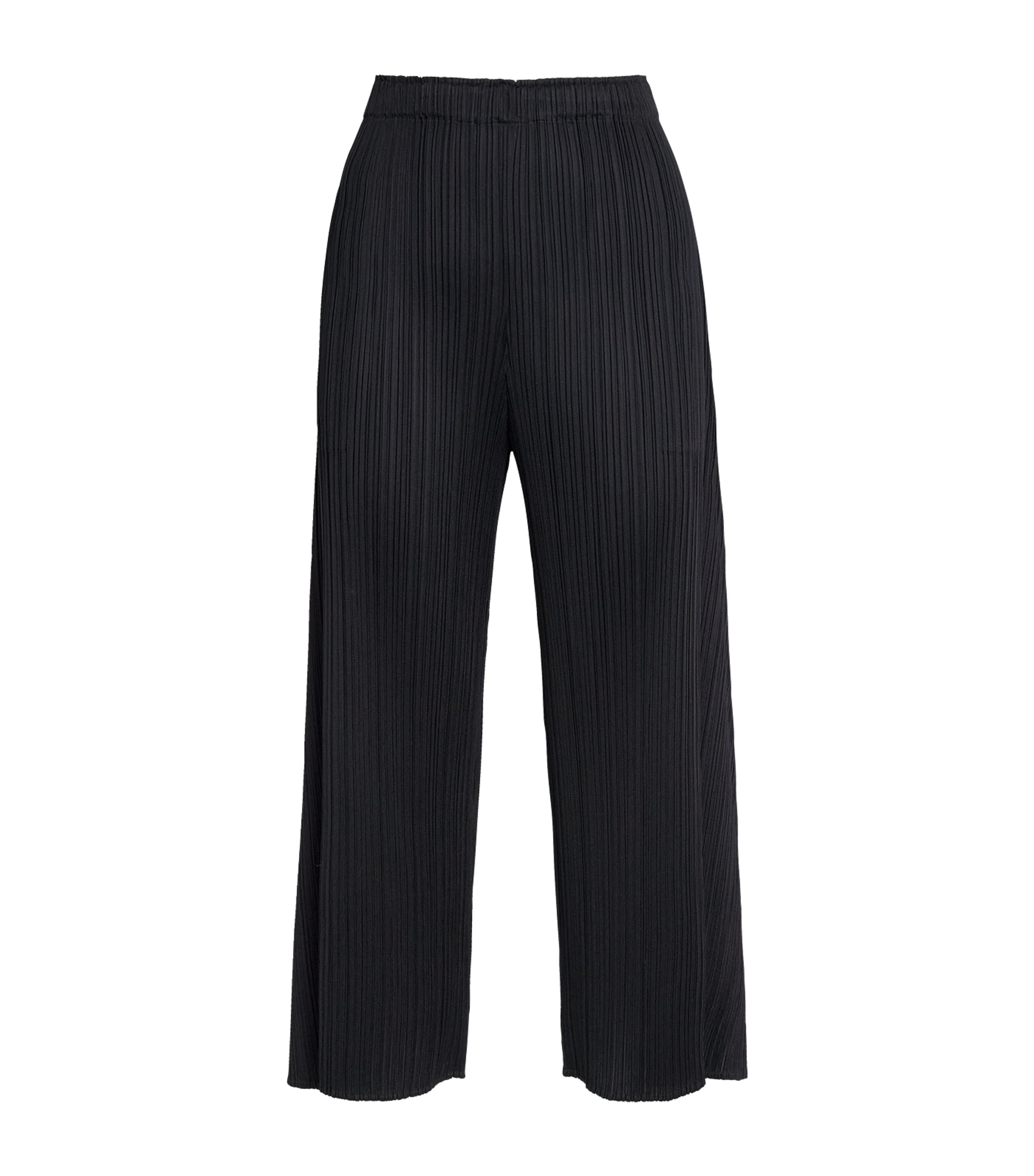 Pleats Please Issey Miyake Womens Monthly Colors September Wide-Leg Trousers Black