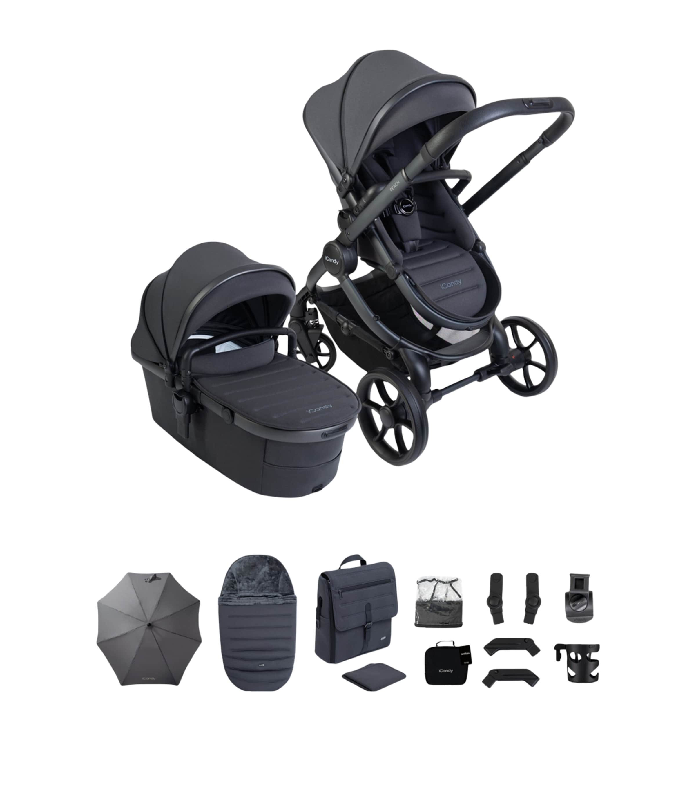 iCandy Peach 8 Pushchair and Carrycot Set Grey