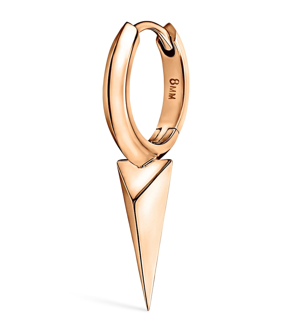 Rose Gold Faceted Single Long Spike Hoop Earring (8mm)