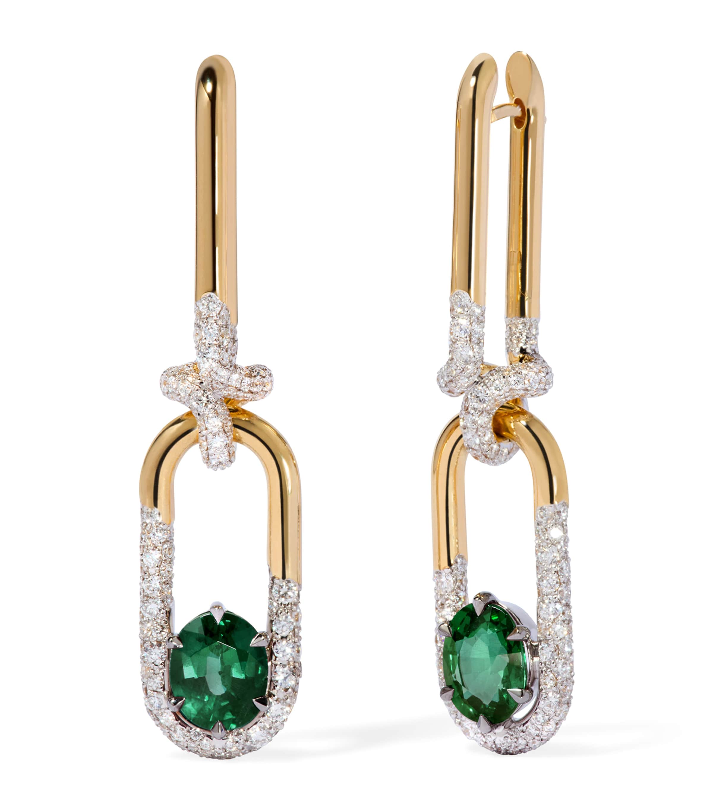 Yellow Gold, Diamond and Tourmaline Drop Earrings