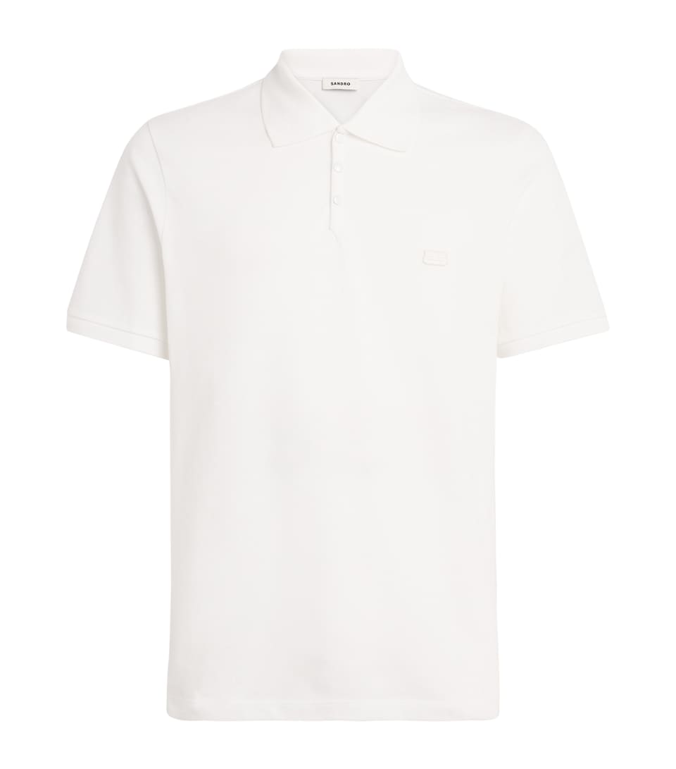 Sandro Paris Mens Cotton Logo Polo Shirt White