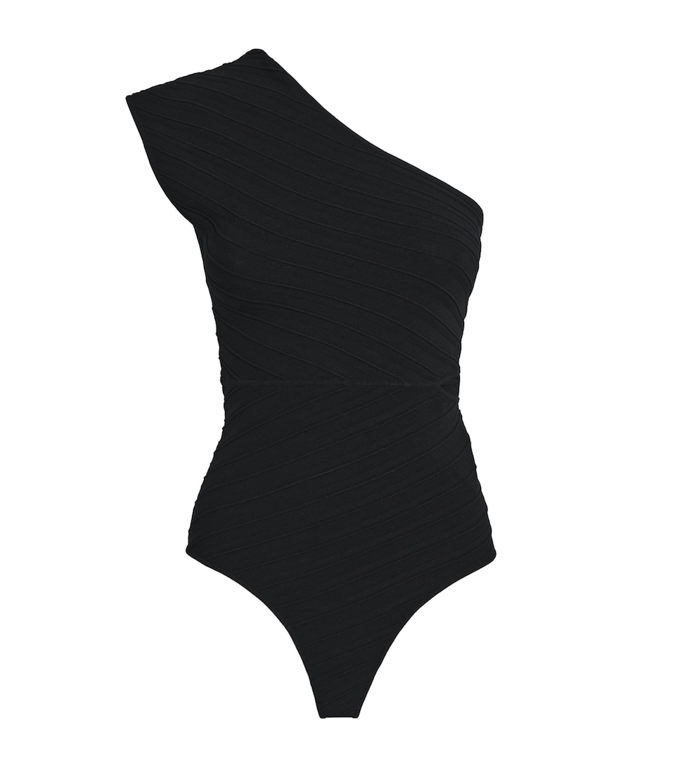 Rib-Knit Asymmetric Bodysuit