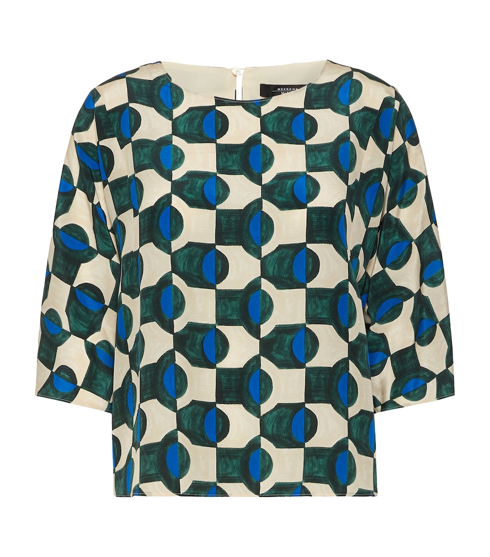 Weekend Max Mara Womens Silk Printed Blouse Dark Green