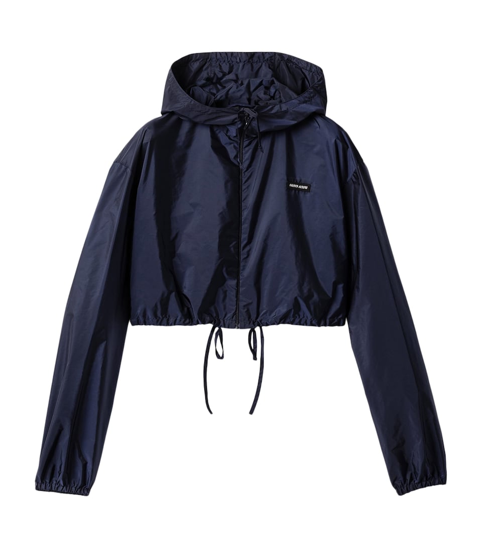 Miu Miu Womens Technical Windbreaker Jacket Light Blue