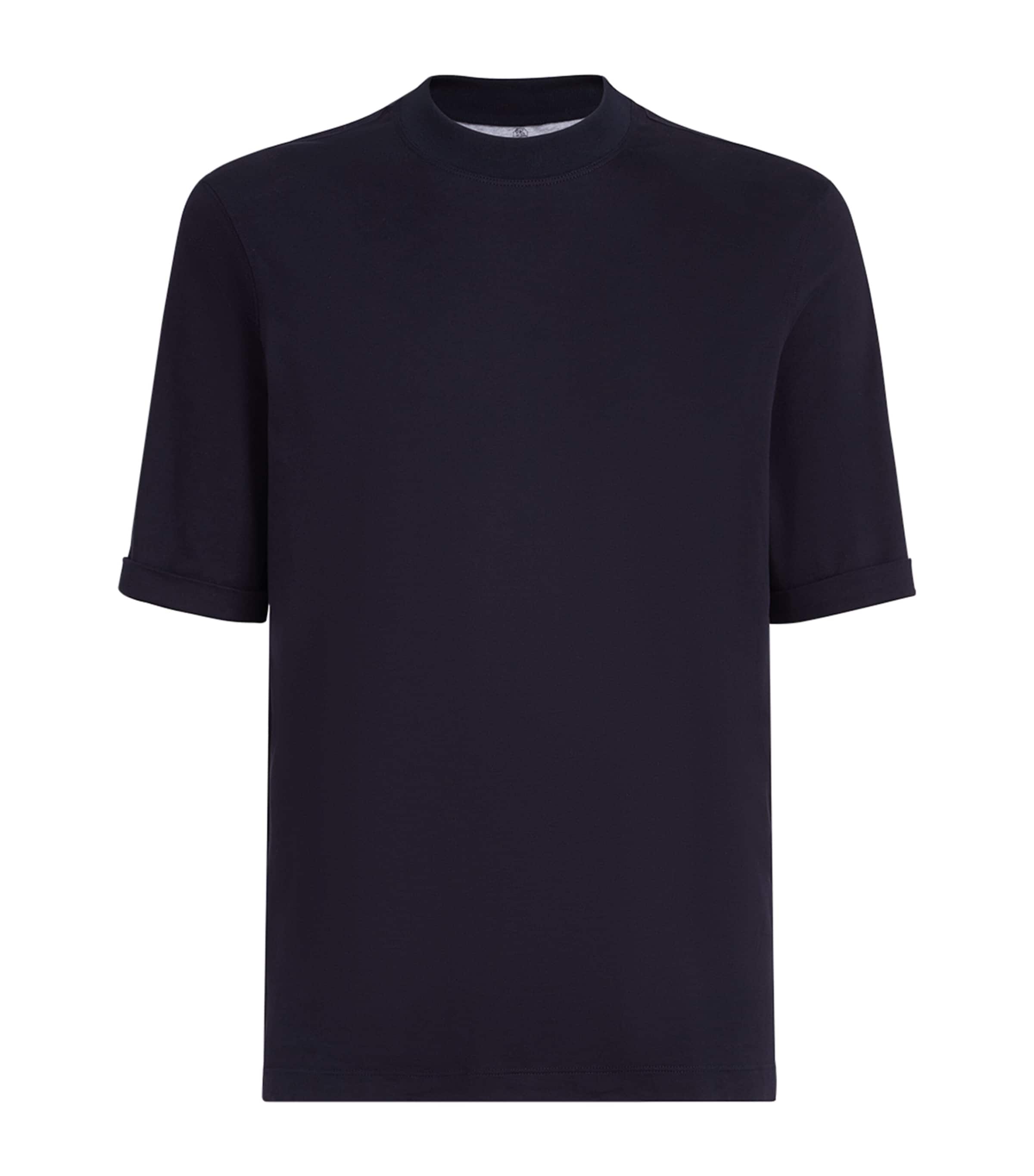 Cotton High-Neck T-Shirt