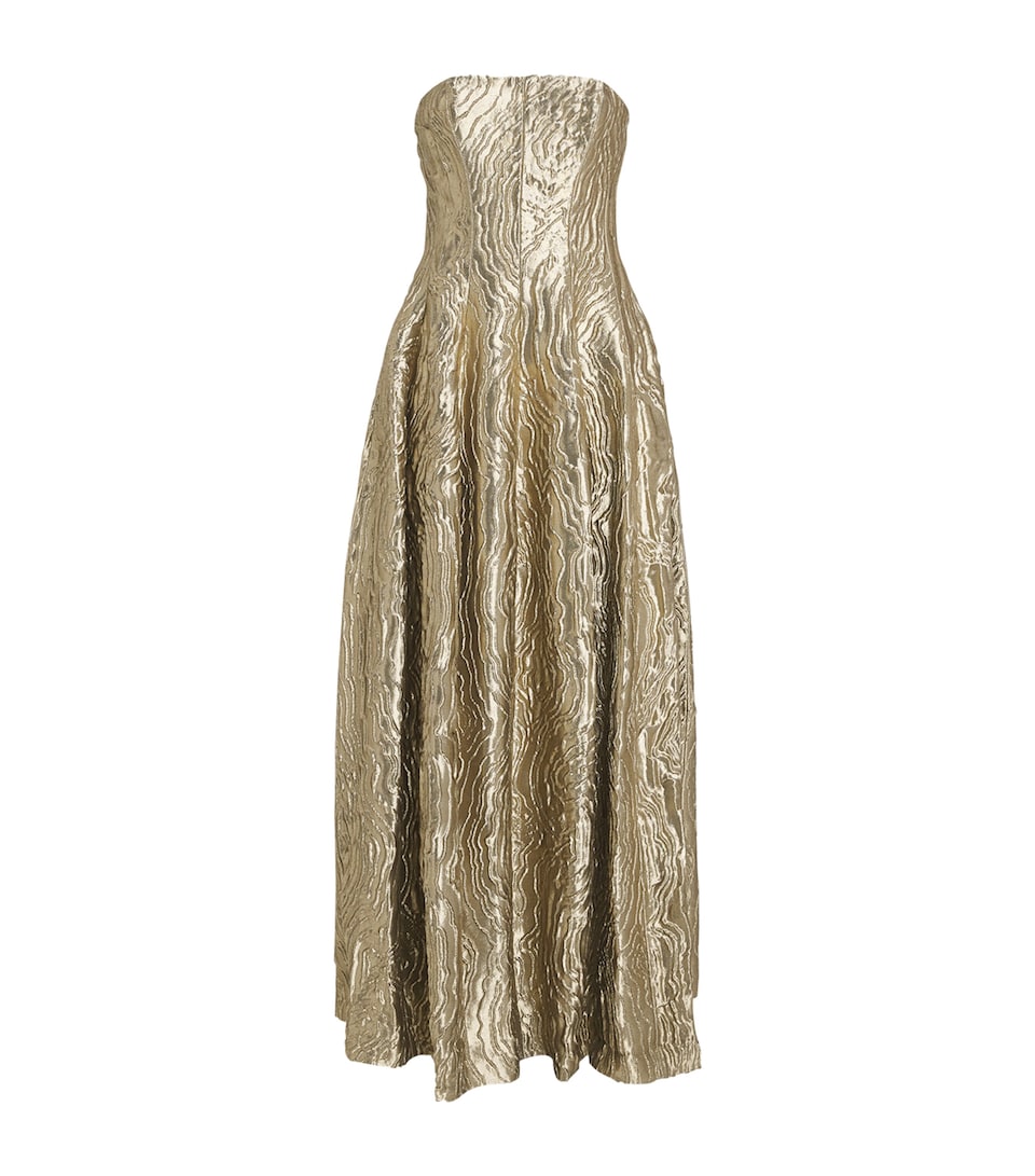Simkhai Womens Metallic Jacquard Celeste Gown Light Gold