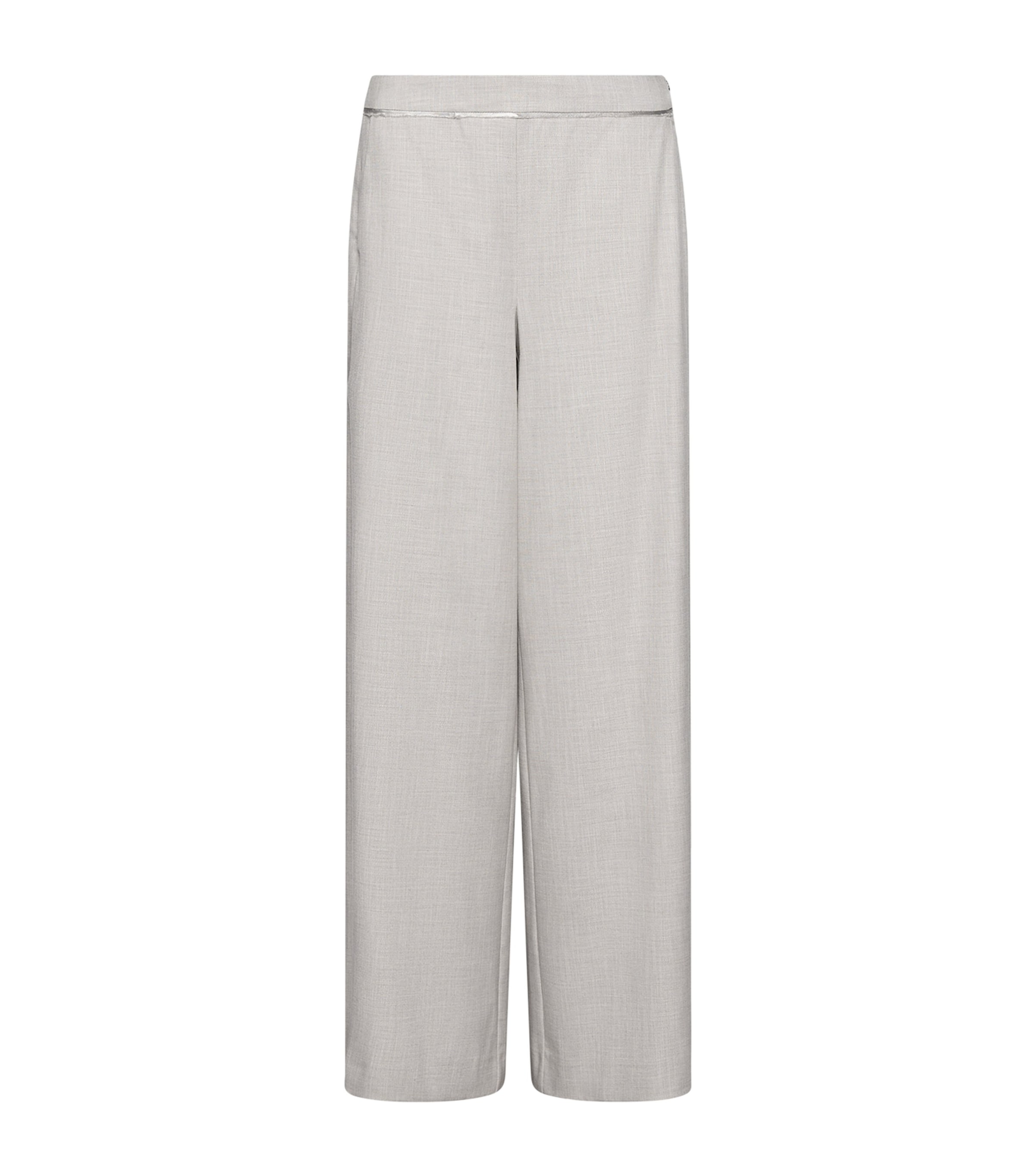 Marella Womens Satin-Trim Wide-Leg Trousers Light Grey