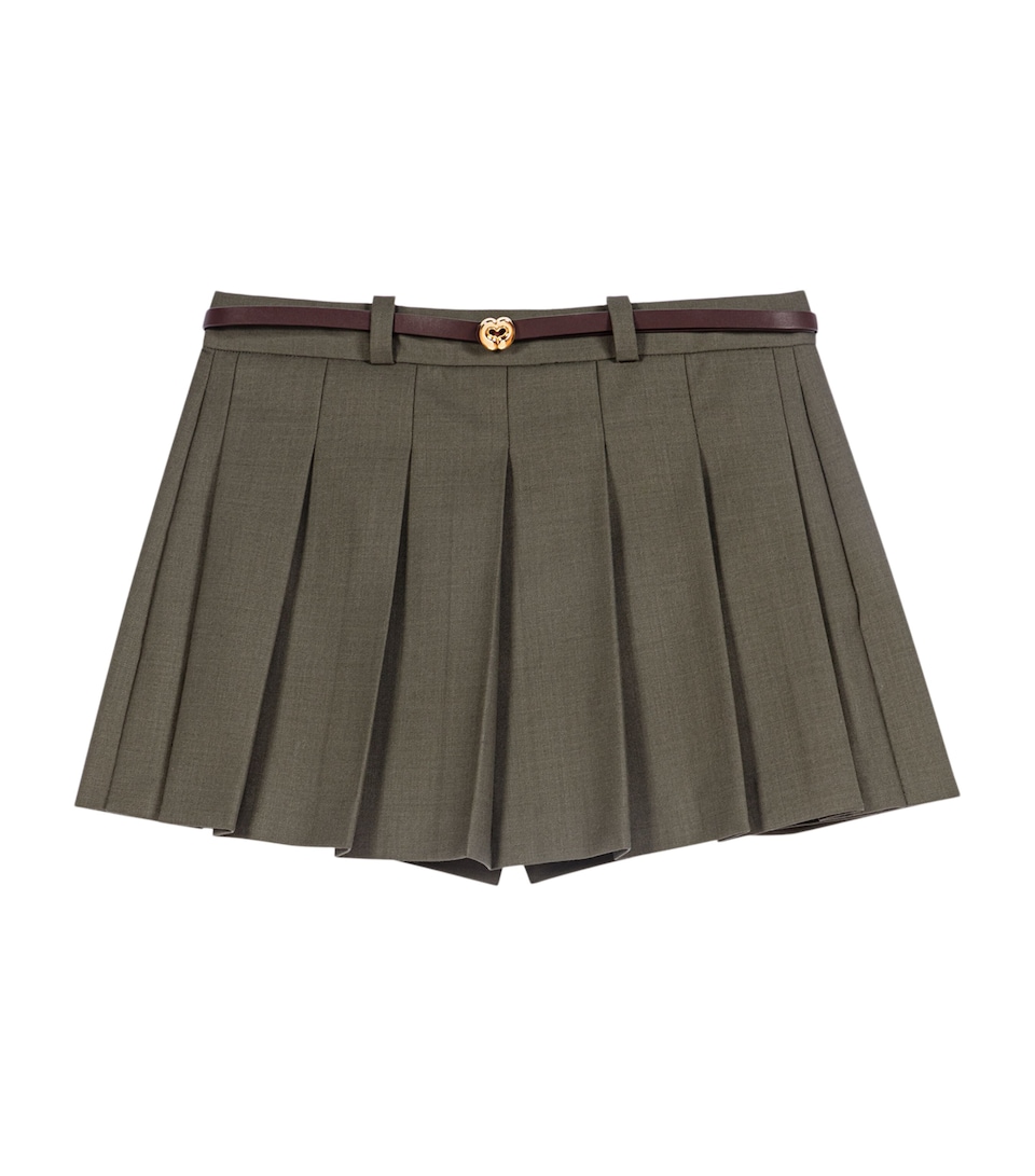 Maje Womens Wool-Blend Pleated Skort Khaki