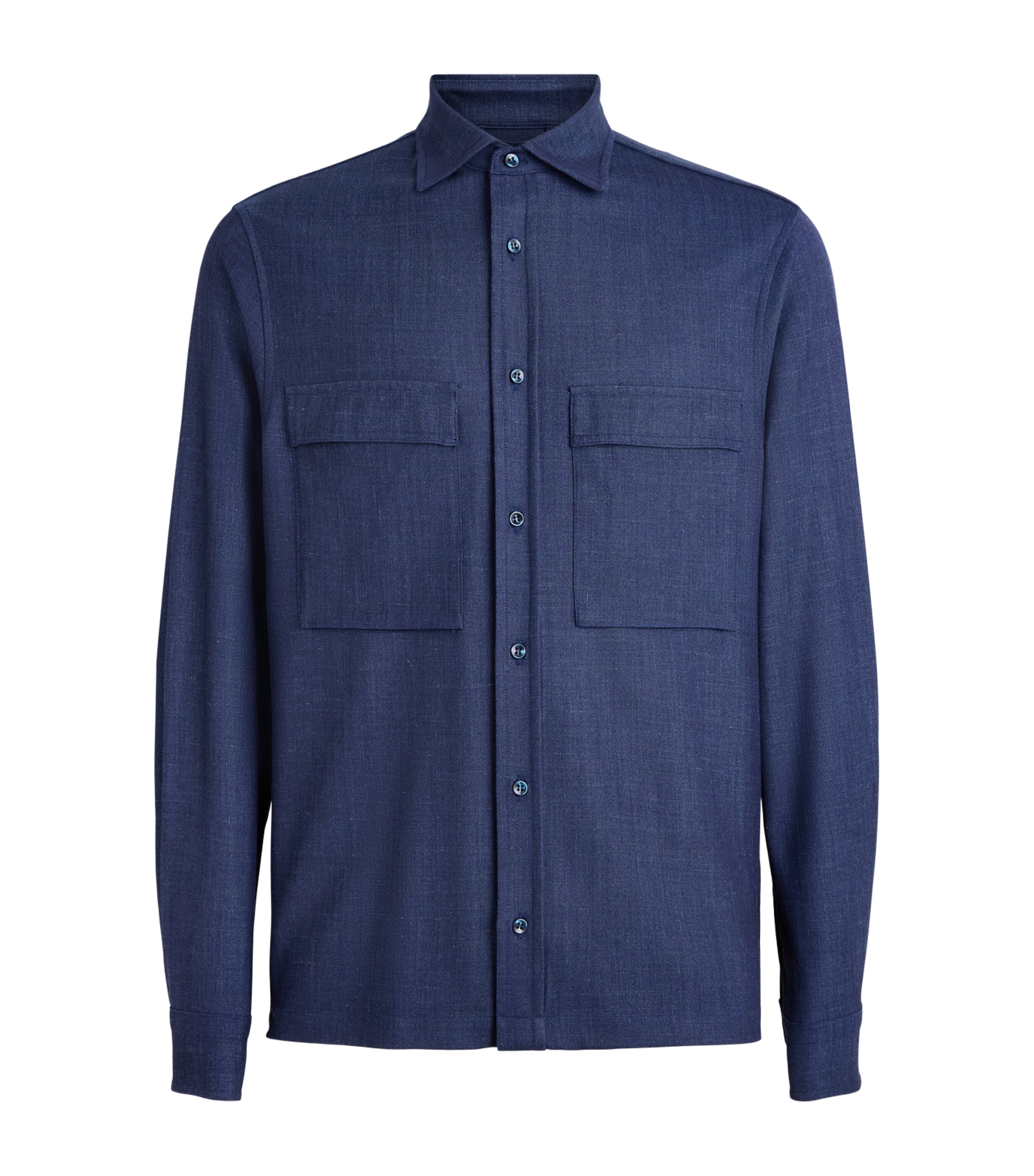 Paul & Shark Mens Virgin Wool-Blend Jersely Overshirt Navy