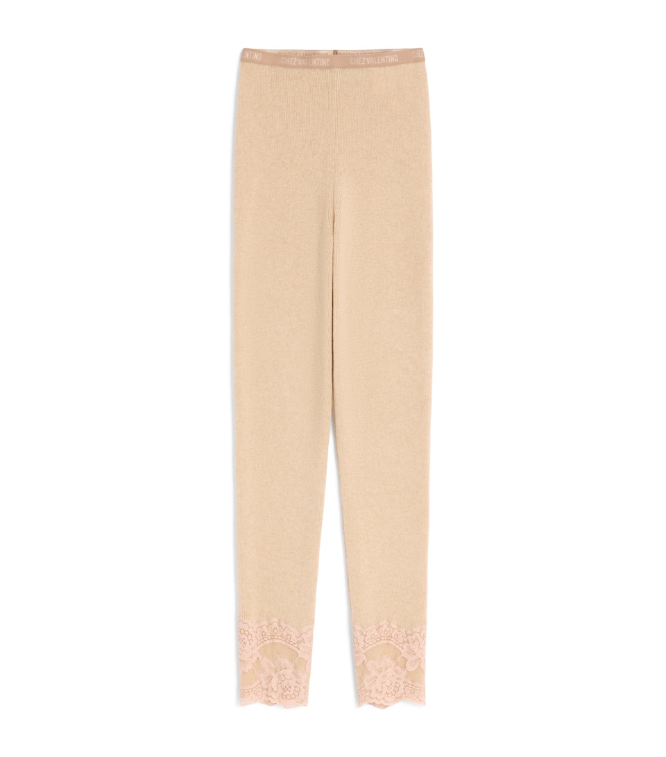 Cashmere Floral-Hem Leggings