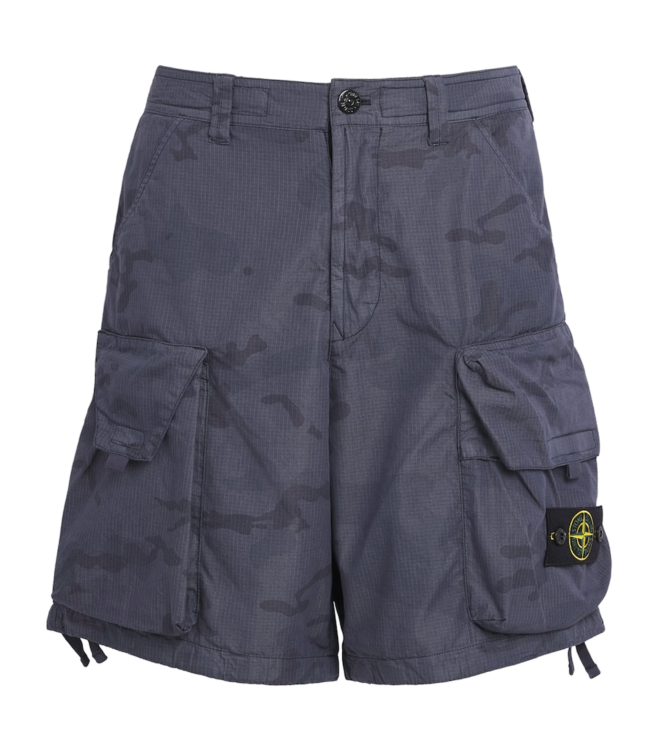 Stone Island Mens Ripstop Faded Camo Cargo Shorts