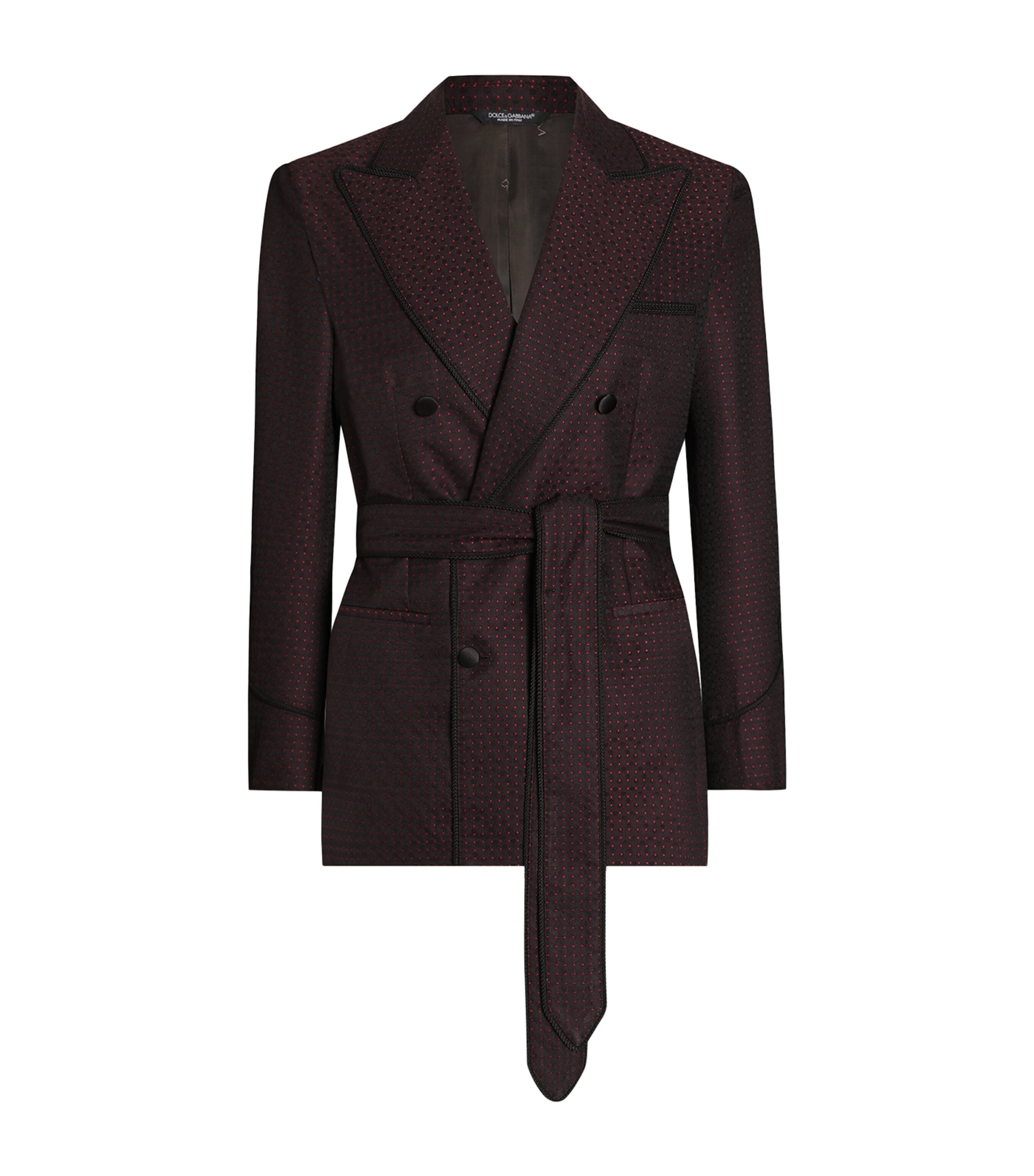 Dolce&Gabbana Mens Virgin Wool-Silk Blend Smoking Jacket Jacquard