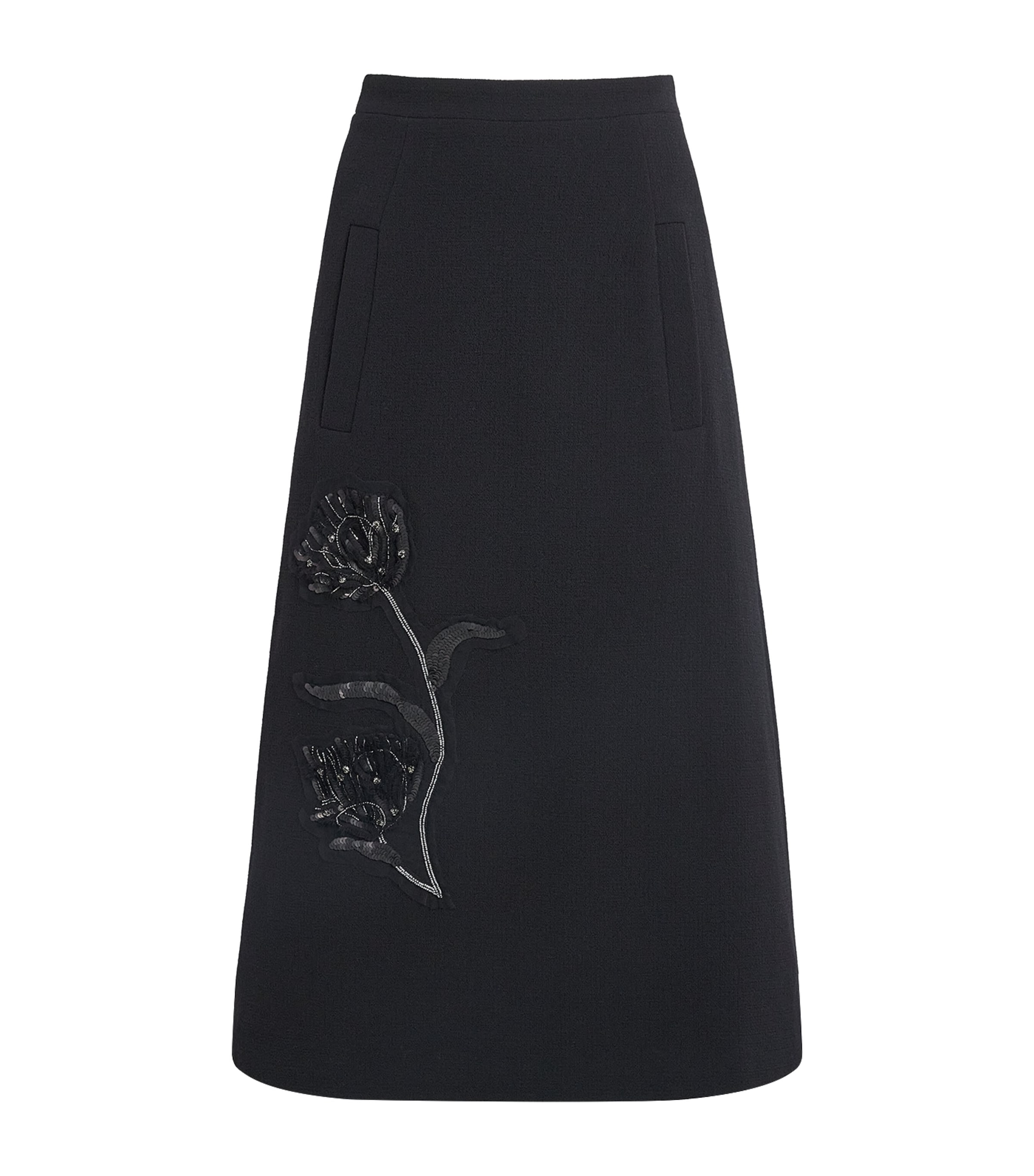 Huishan Zhang Womens Wool Evelina Midi Skirt Black