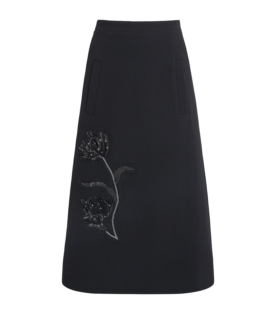 Huishan Zhang Womens Wool Evelina Midi Skirt Black