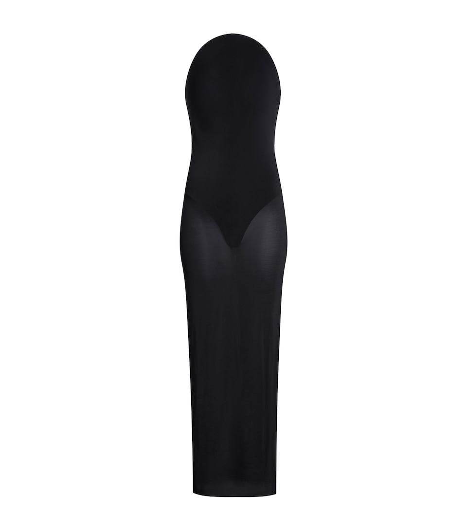 Alaïa Womens Strapless Curved Dress Noir Alaia