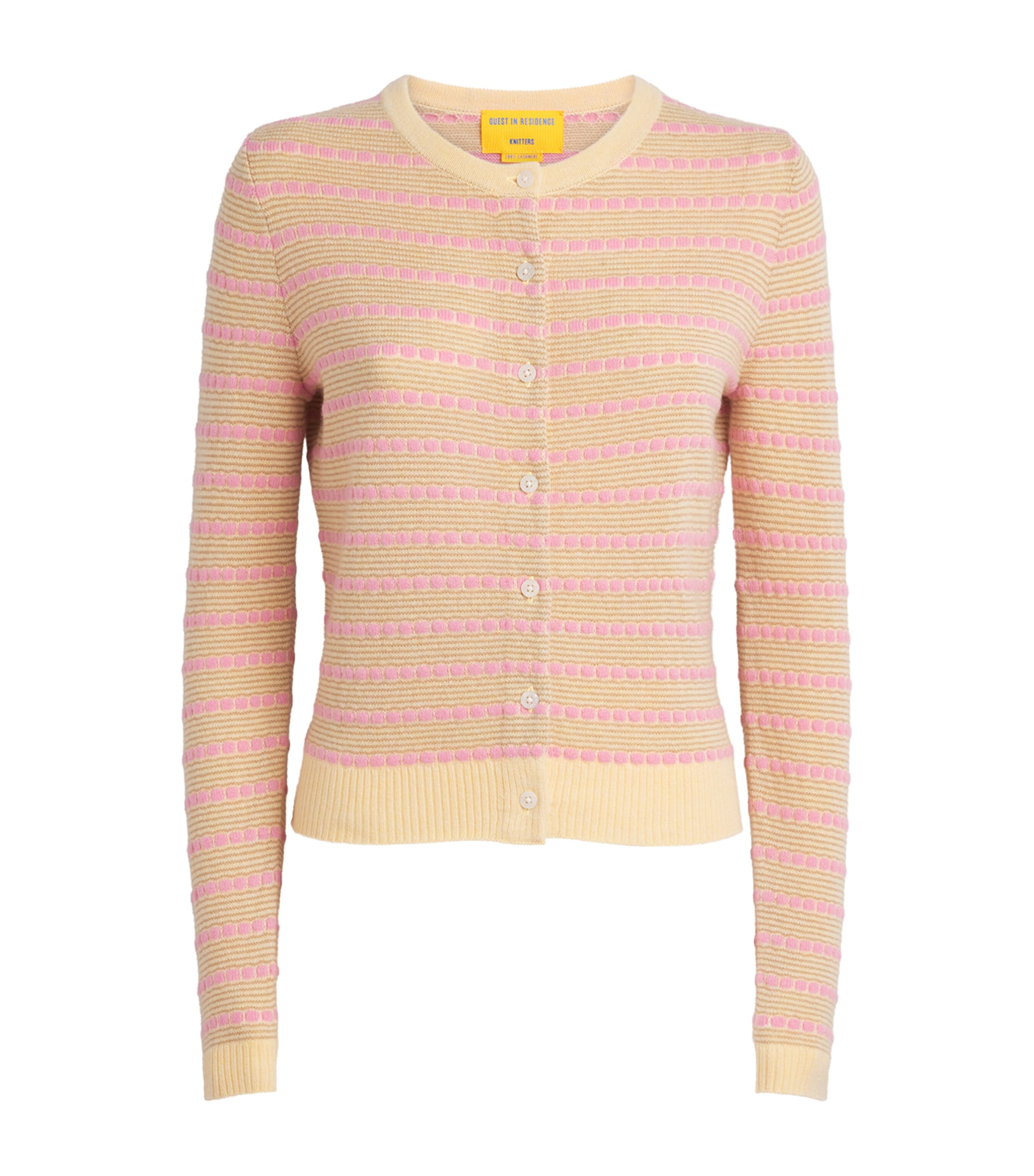 Guest In Residence Womens Cashmere Pebble Stripe Jane Cardigan Butter Combo Btrco