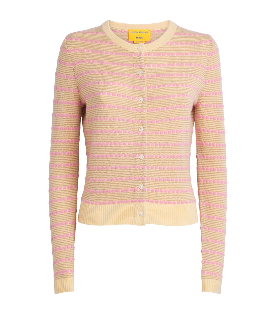 Guest In Residence Womens Cashmere Pebble Stripe Jane Cardigan Butter Combo Btrco