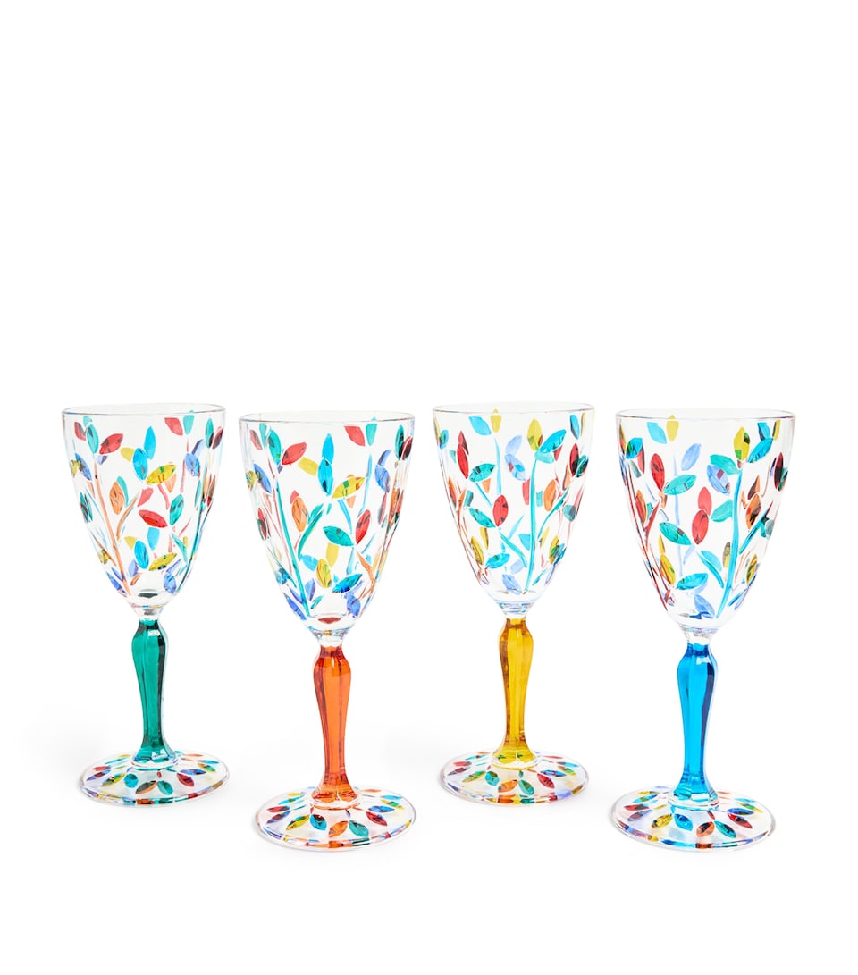 Les-Ottomans Crystal Wine Glasses (Set of 4) Multi Colour