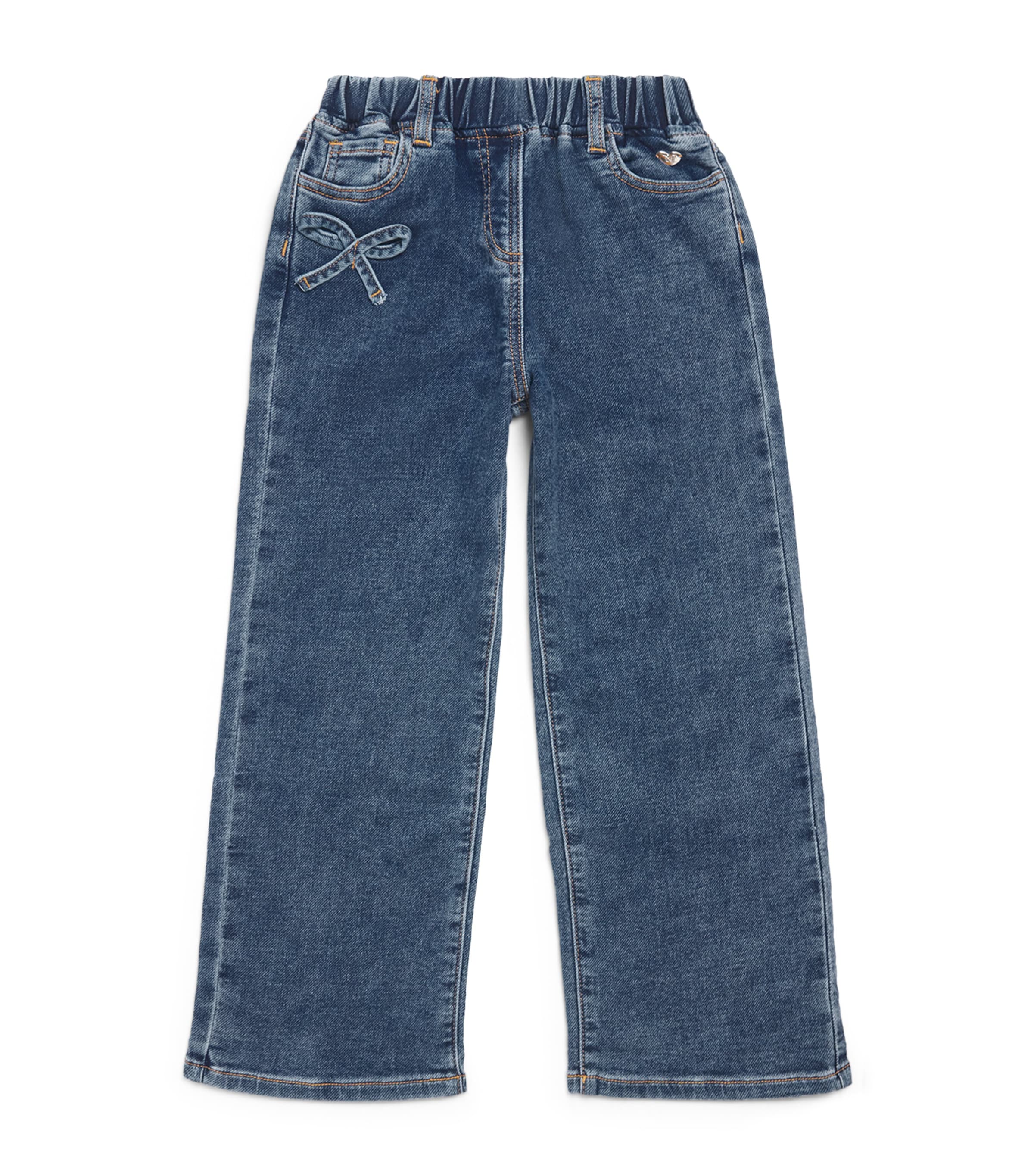 Monnalisa Bow Jeans (6-24 Months) Blu Stone Denim