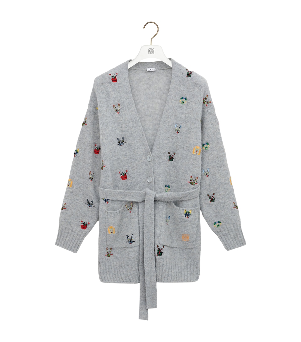 x Louis Wain Wool-Blend Belted Cardigan