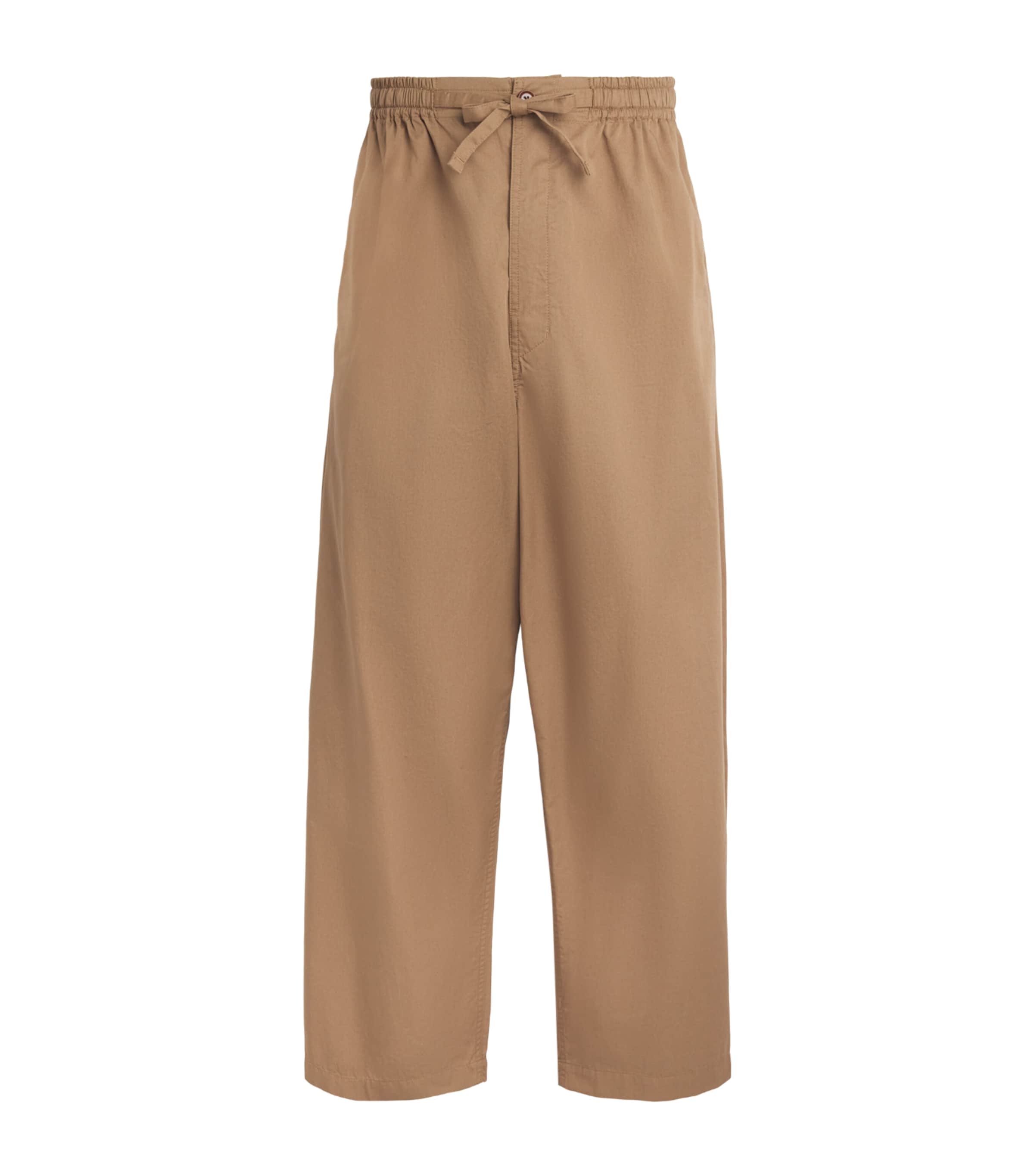 Lemaire Mens Cotton Twill Wide-Leg Trousers Cappuccino/