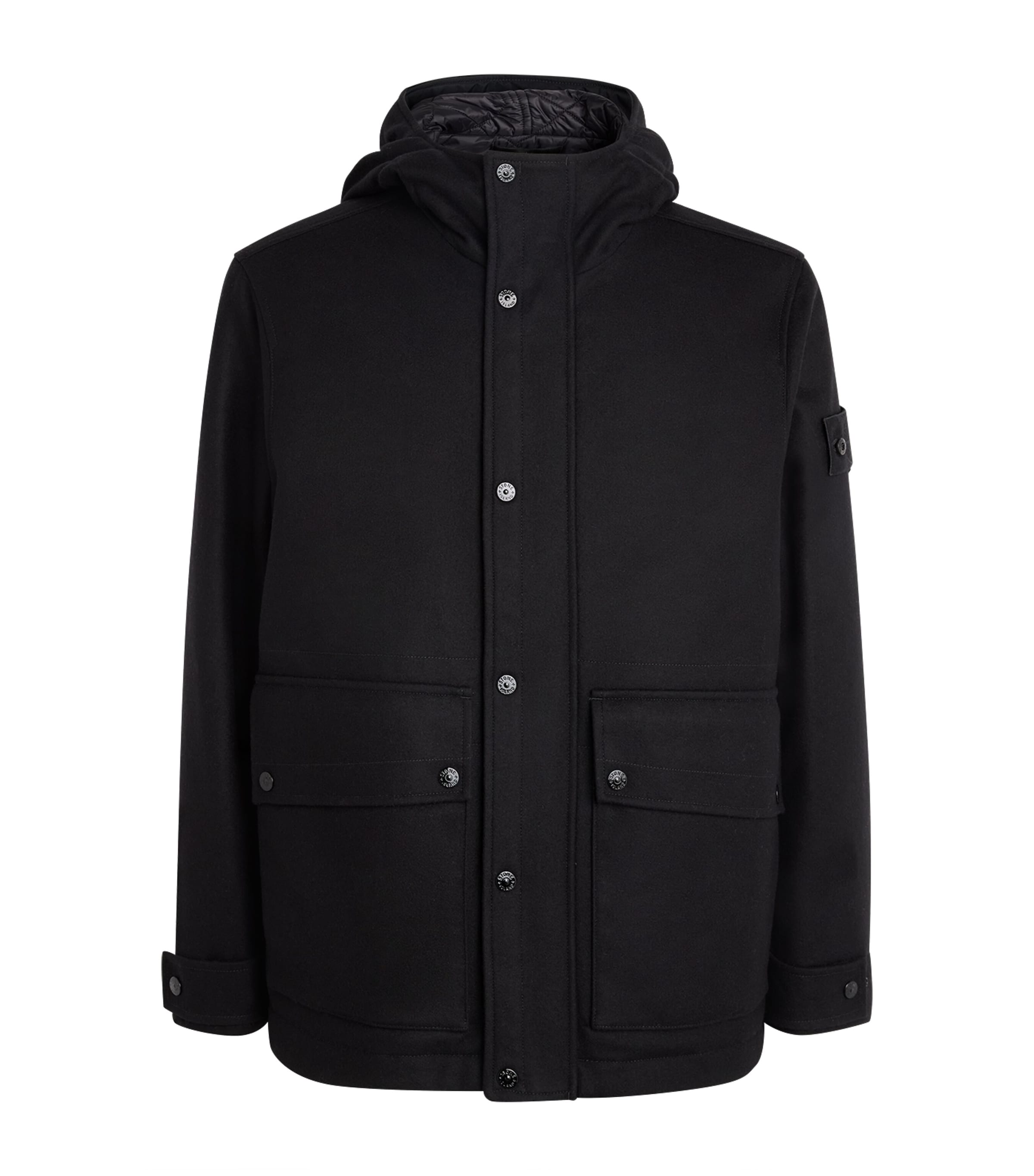 Stone Island Mens GHOST PIECE Virgin Wool-Blend Short Parka
