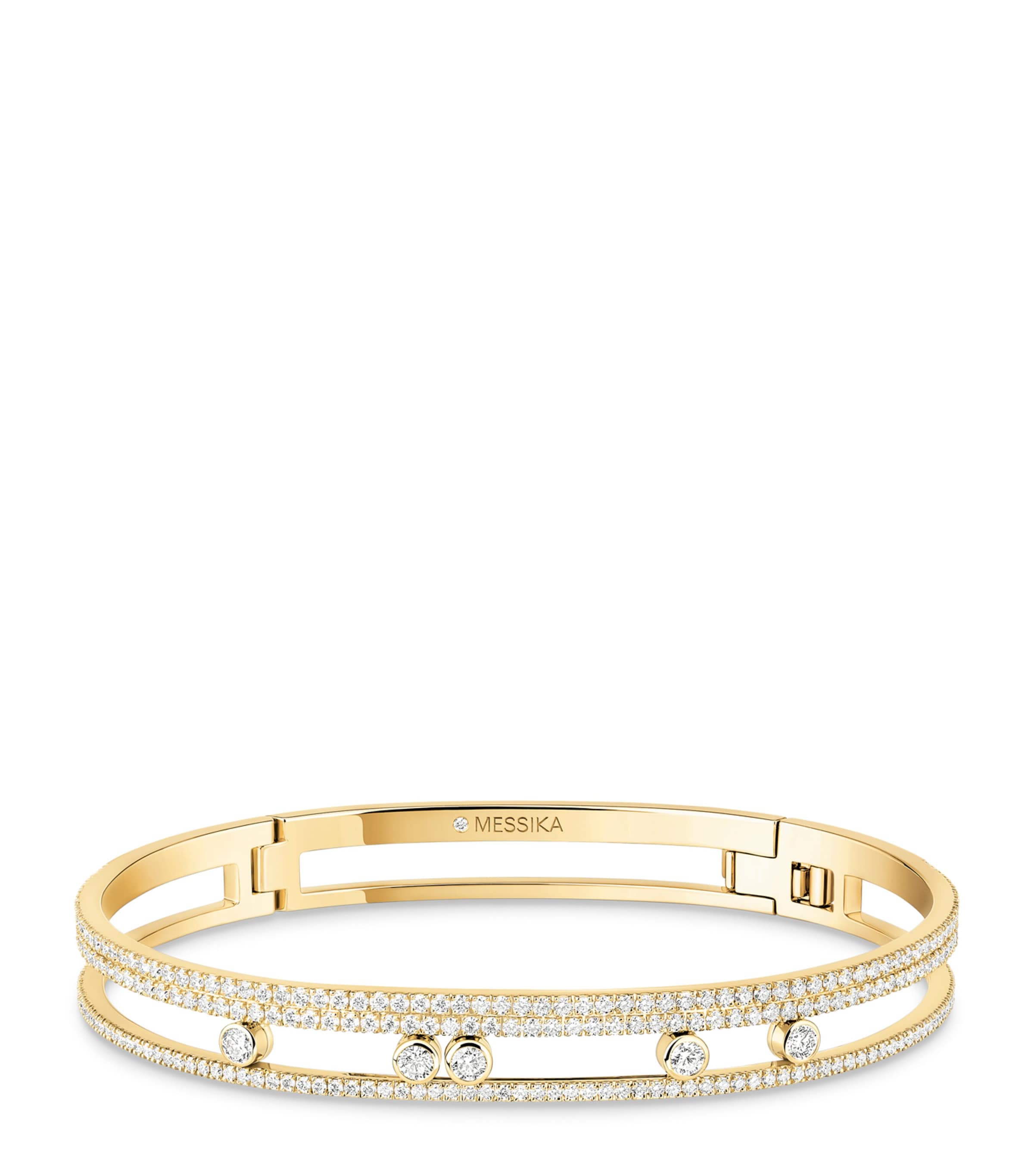 Messika Move Romane Yellow Gold and Diamond Pavé Small Bracelet White Gold