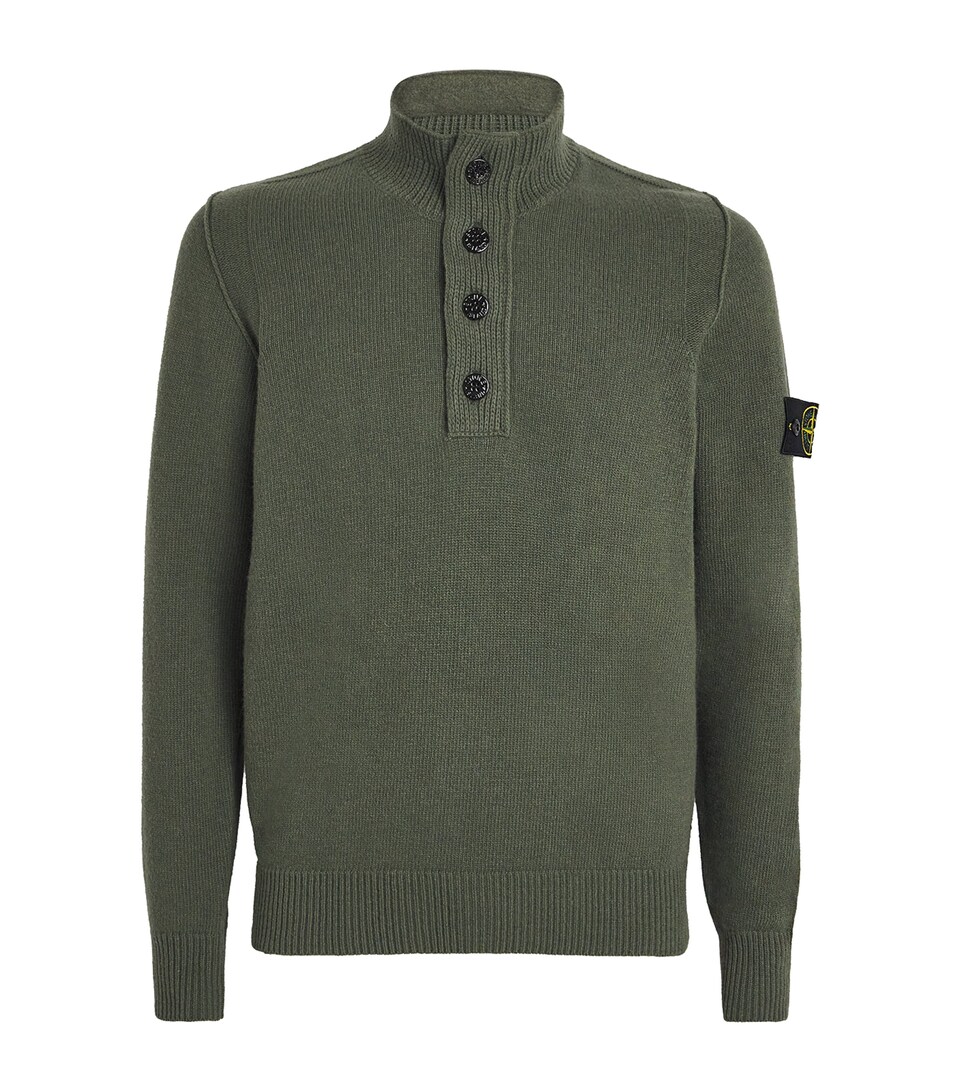 Lambswool-Blend Buttoned Sweater