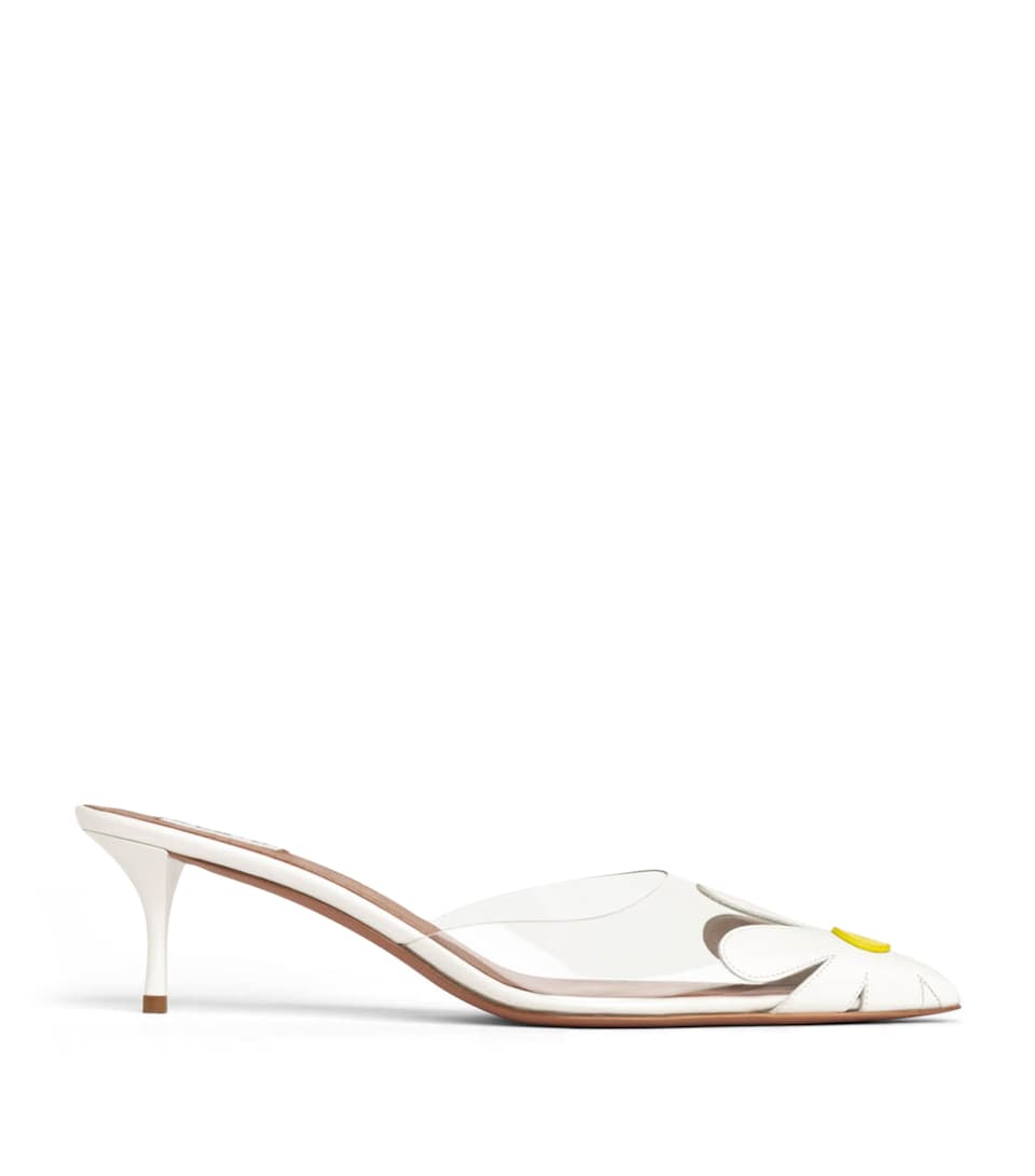 Alaïa PVC-Leather Bloom Mules 55 White
