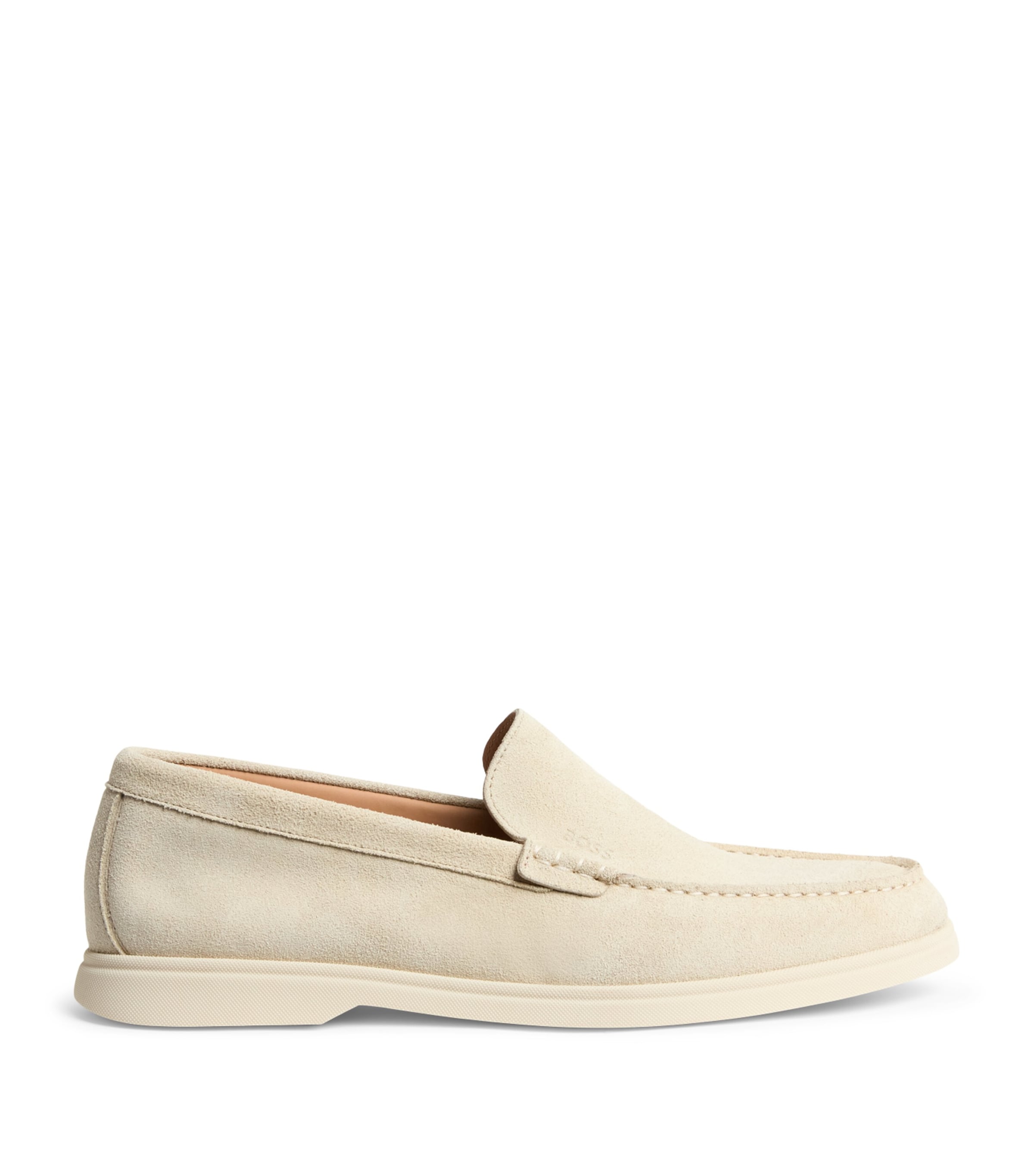 BOSS Suede Sienne Loafers Open White