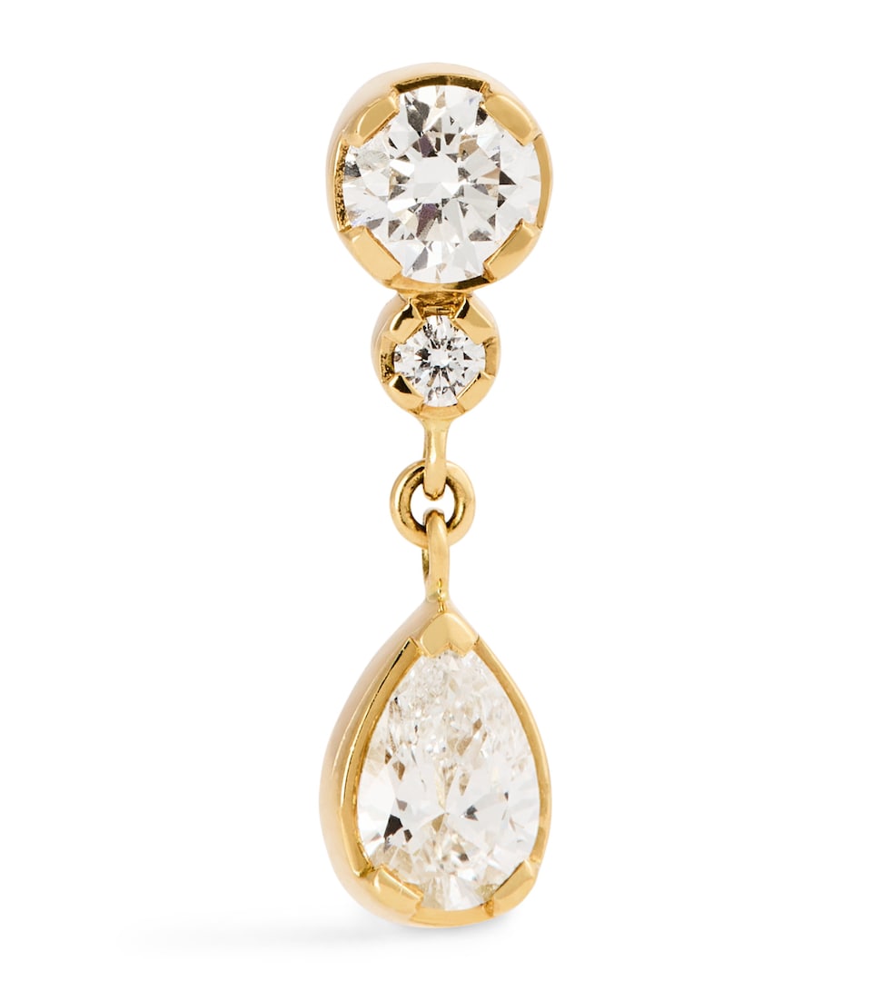 Yellow Gold and Diamond Single Drop Earring
