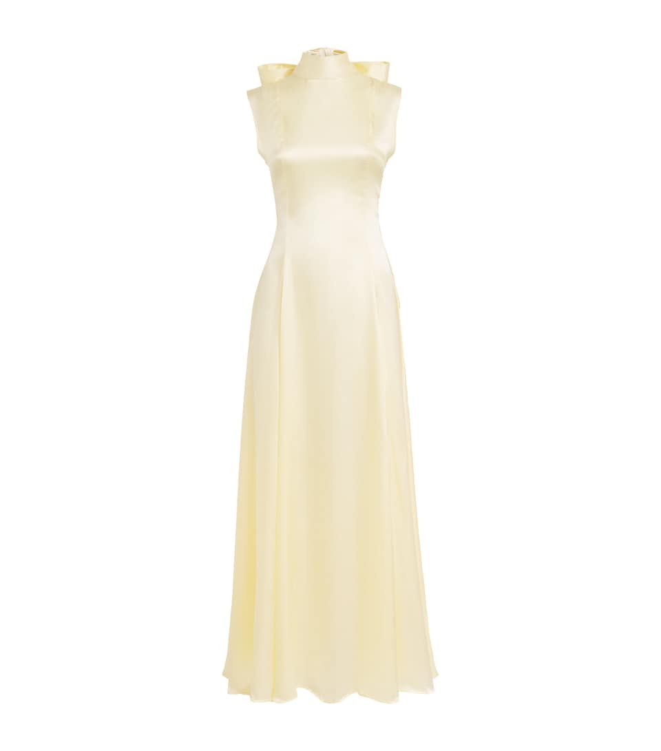 Abiola Olusola Womens Silk Zar Midi Dress Yellow