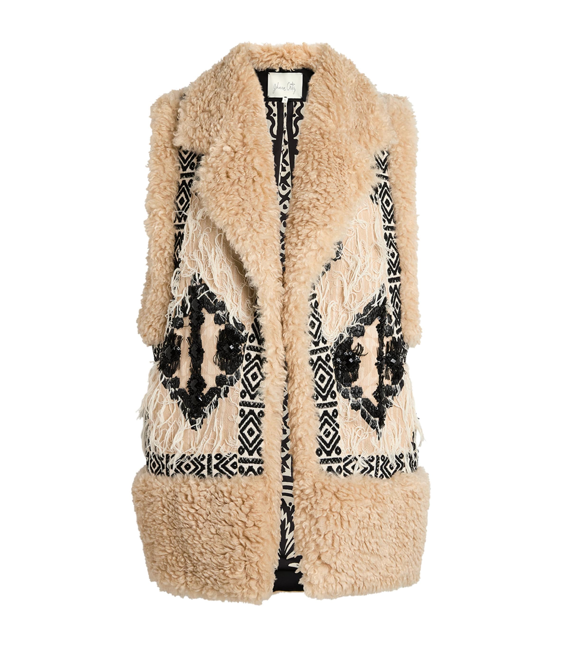 Johanna Ortiz Womens Embroidered Salty Air Gilet Ecru/black