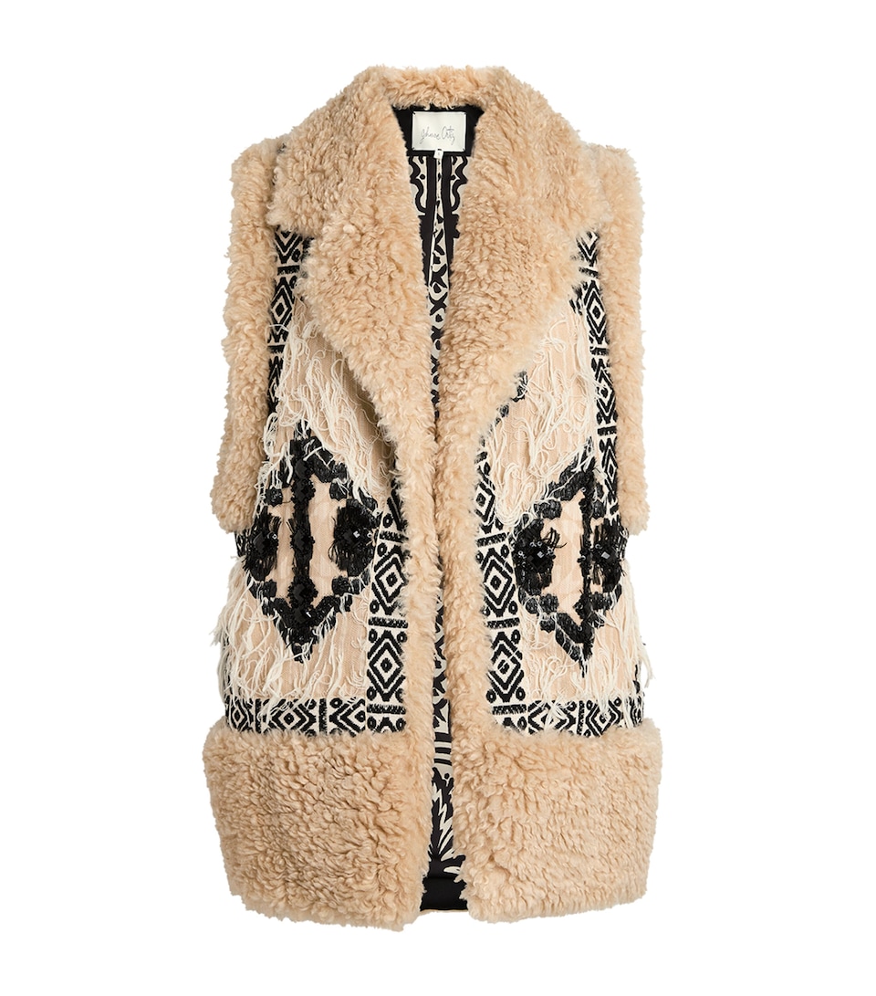 Johanna Ortiz Womens Embroidered Salty Air Gilet Ecru/black