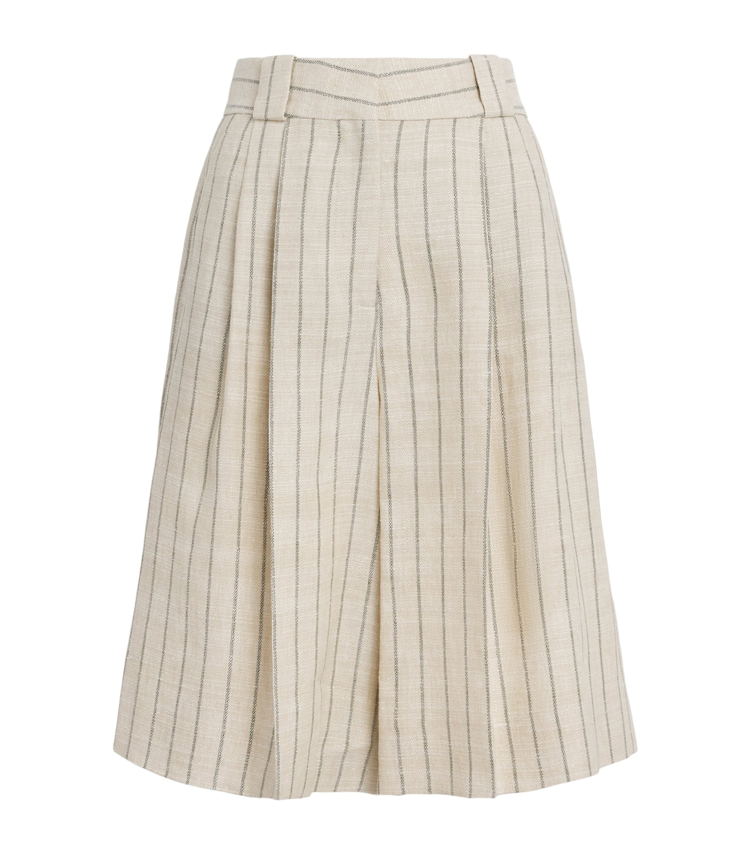 Blazé Milano Womens Pinstripe Serene Husul Tailored Shorts Tea