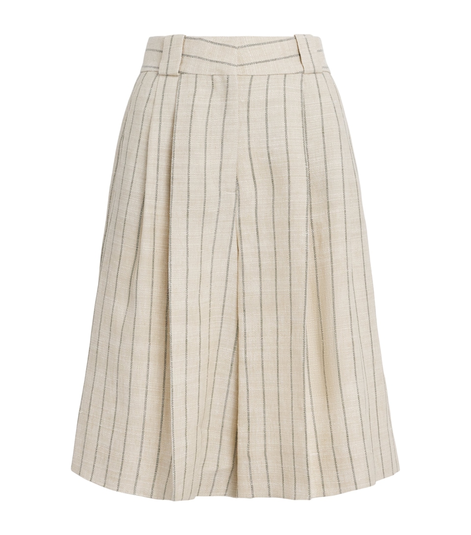 Blazé Milano Womens Pinstripe Serene Husul Tailored Shorts Tea