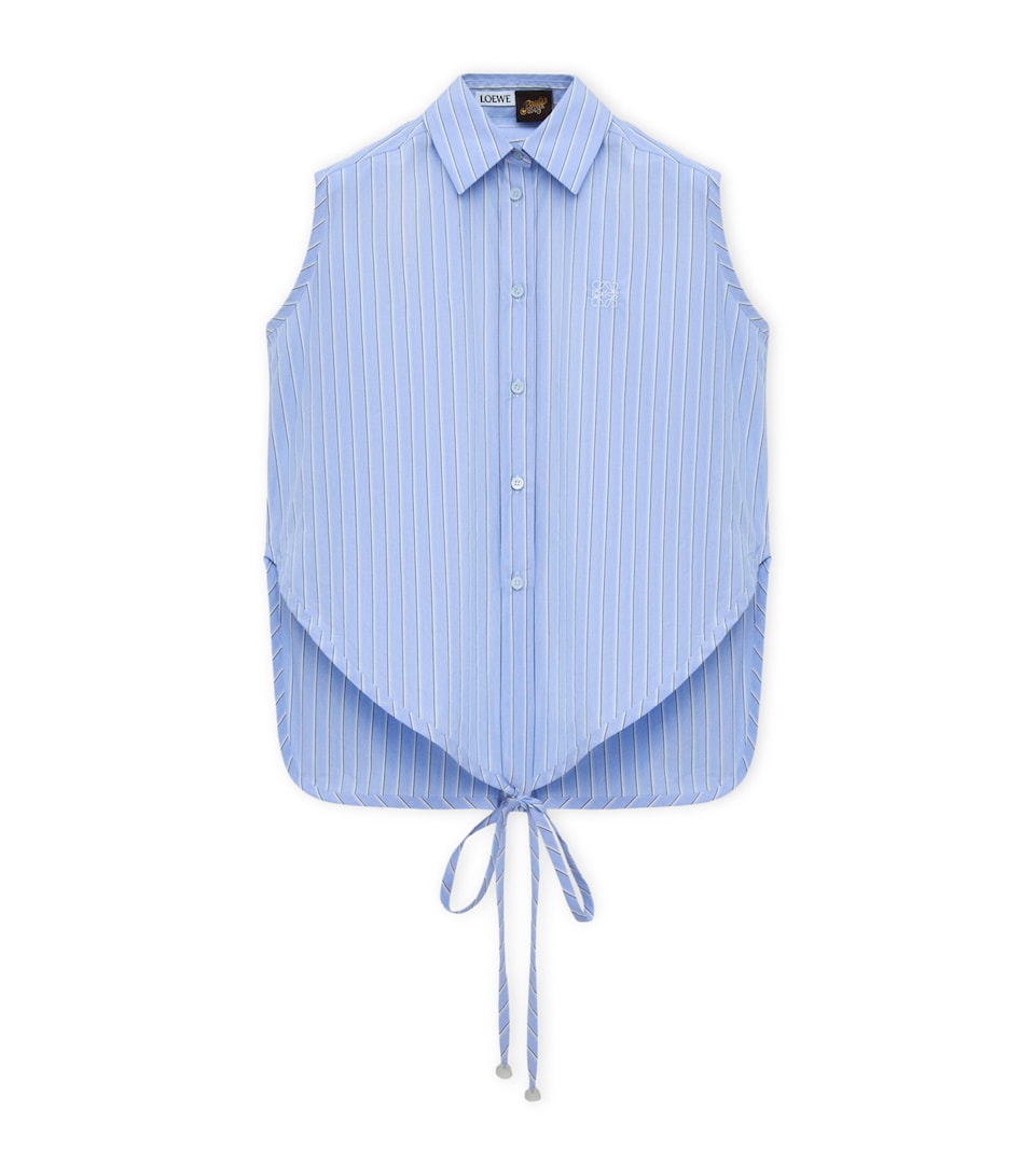 LOEWE Womens x Paula's Ibiza Cotton-Blend Stripe Sleeveless Shirt Blue/multicolor