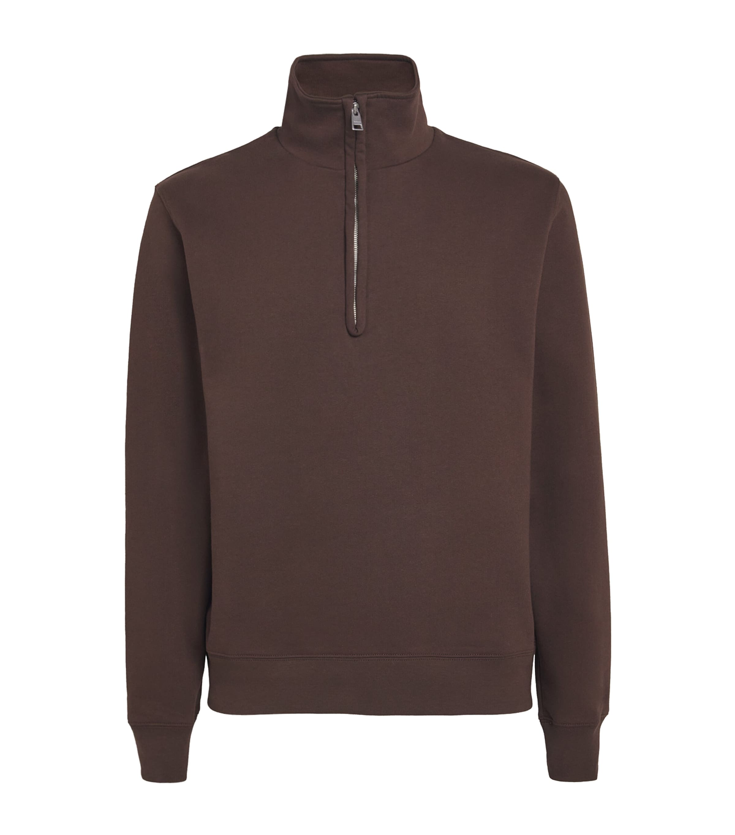 Sandro Paris Mens Cotton Half-Zip Sweater Chocolate