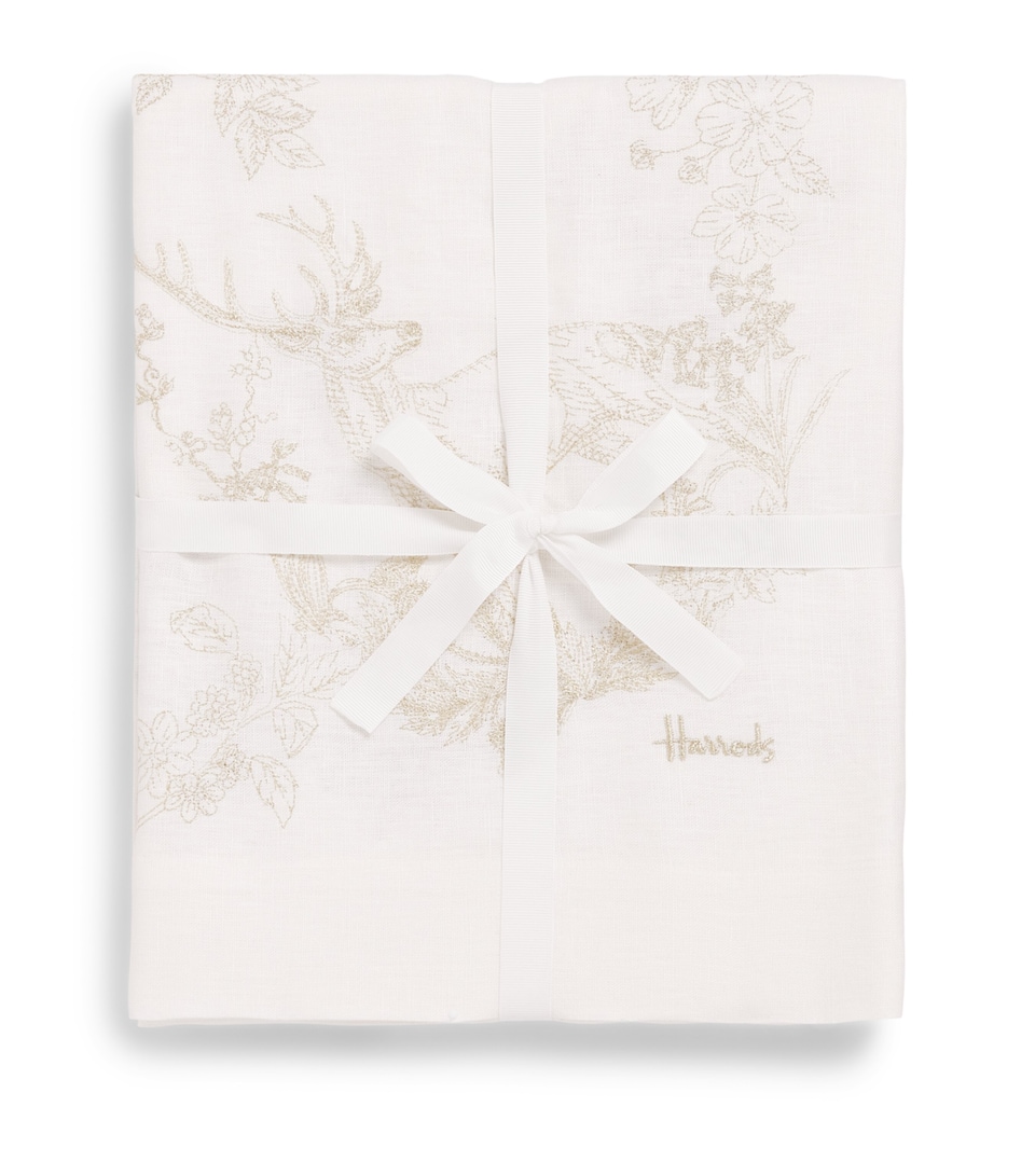Harrods Linen Toile de Jouy Tablecloth (250cm x 160cm) White