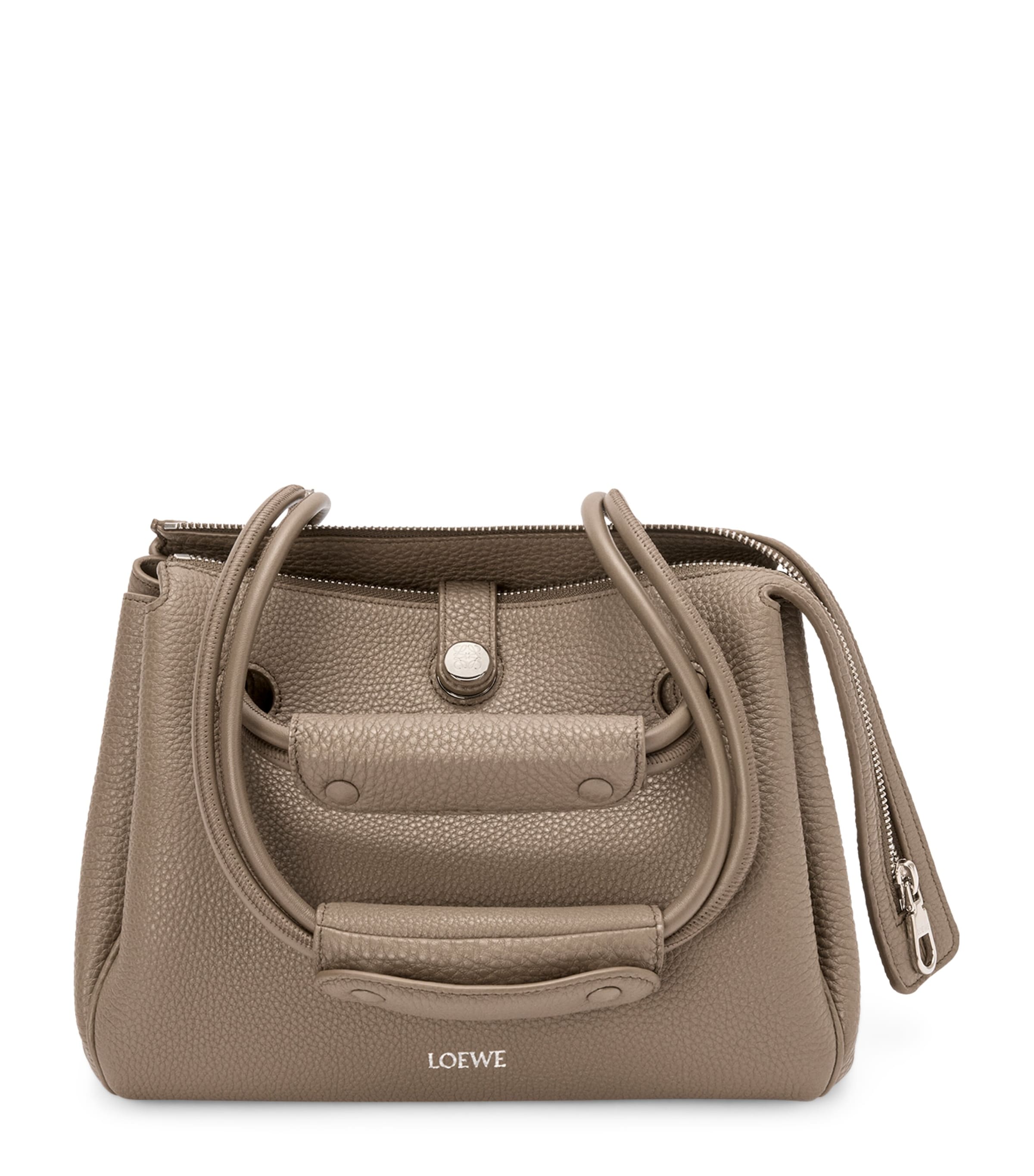 LOEWE Small Grained Leather Madrid Shoulder Bag Taupe