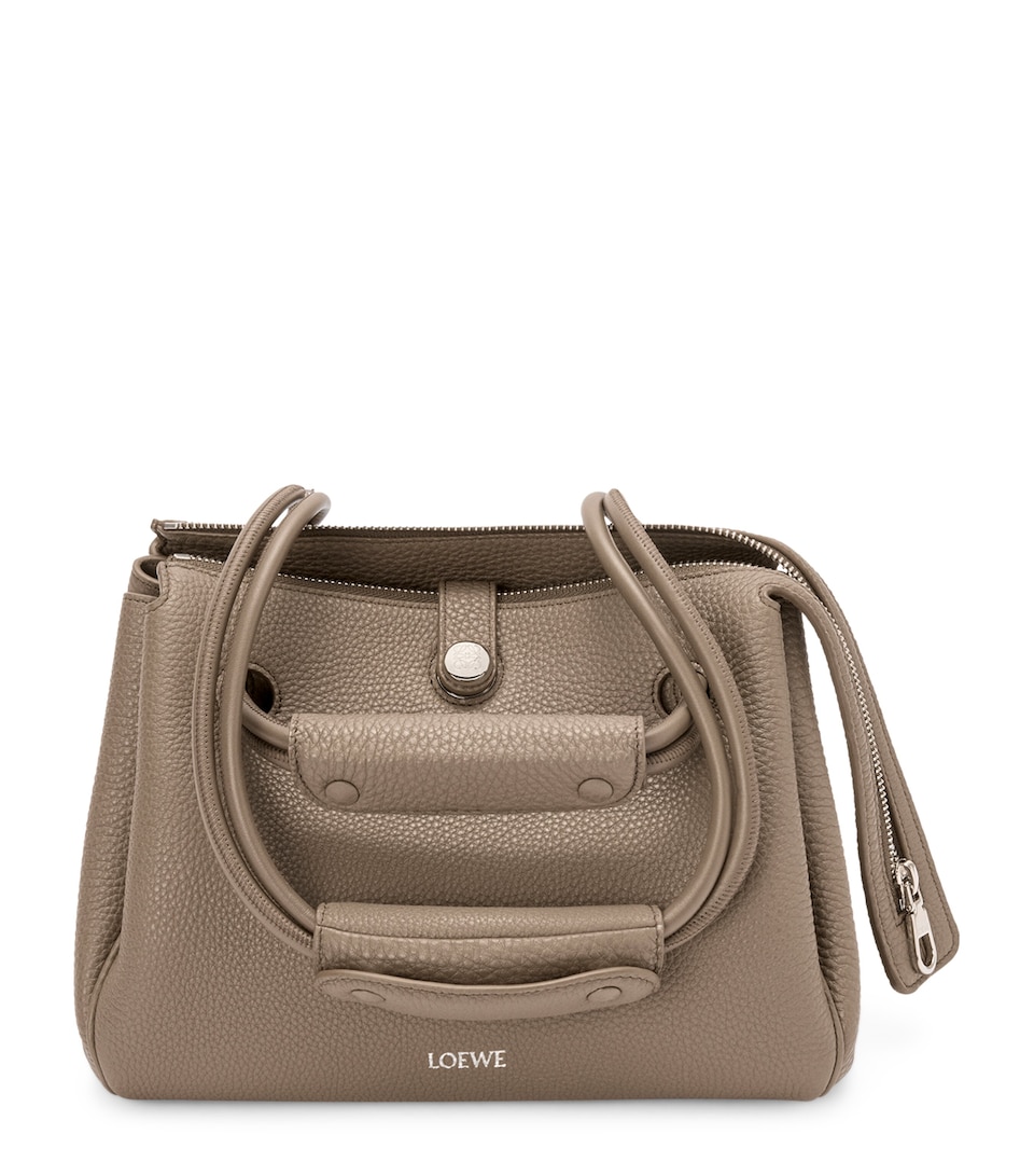 LOEWE Small Grained Leather Madrid Shoulder Bag Taupe