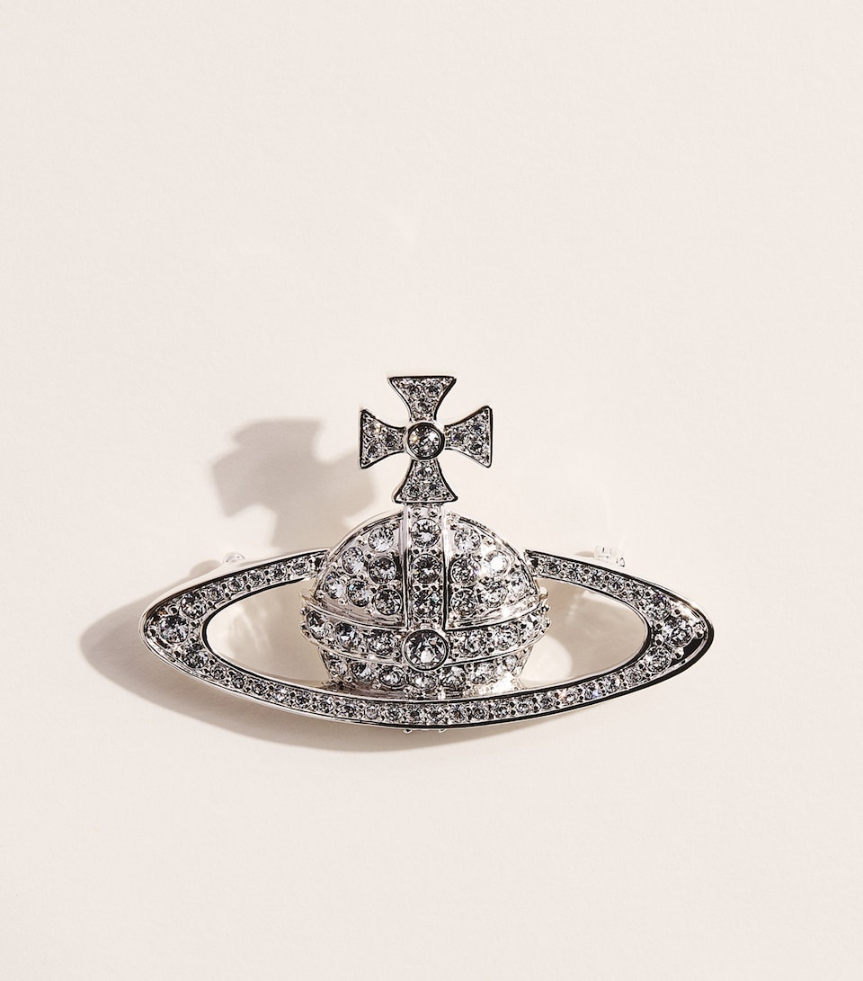 Vivienne Westwood Bas Relief Orb Brooch Plat/cystyl