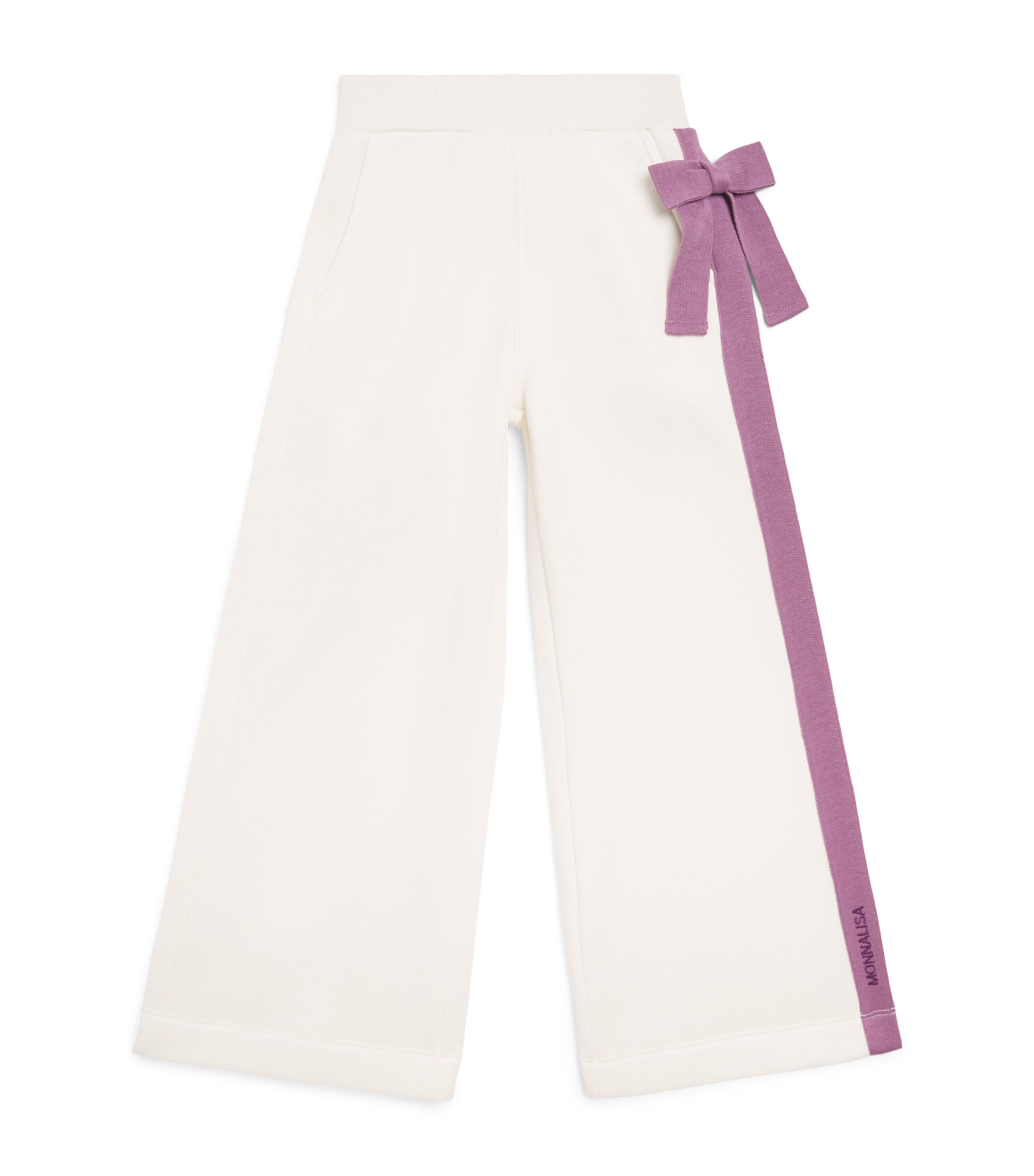 Monnalisa Stretch-Cotton Bow-Detail Sweatpants (24 Months - 12 Years) Gardenia