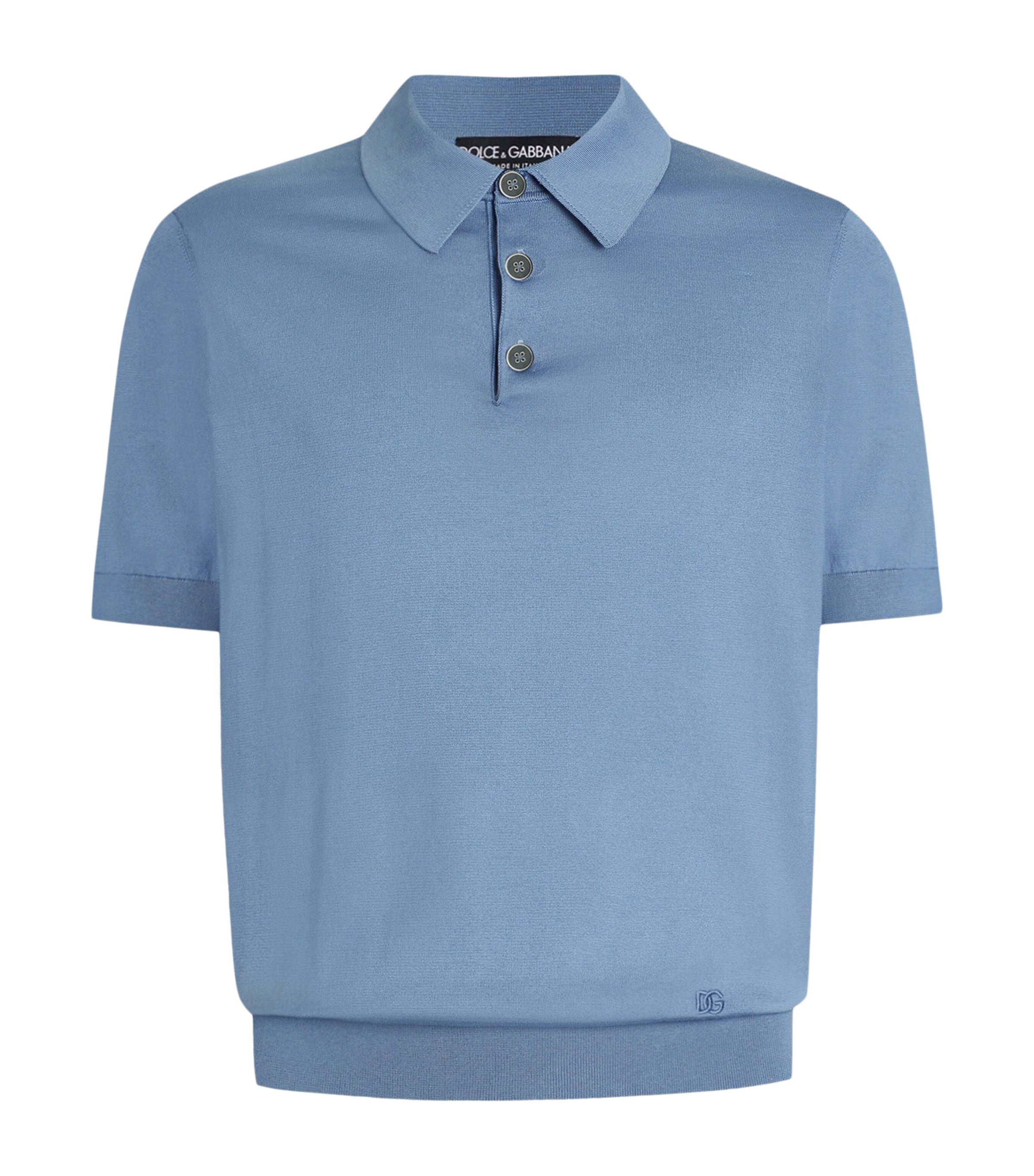 Dolce&Gabbana Mens Silk Polo Shirt Sky Blue