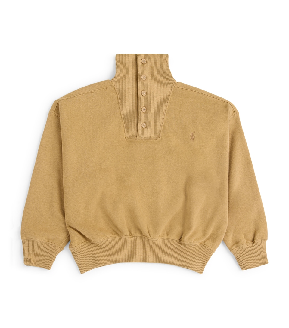 Ralph Lauren Kids Quarter-Button Sweatshirt (7-14 Years) Camel